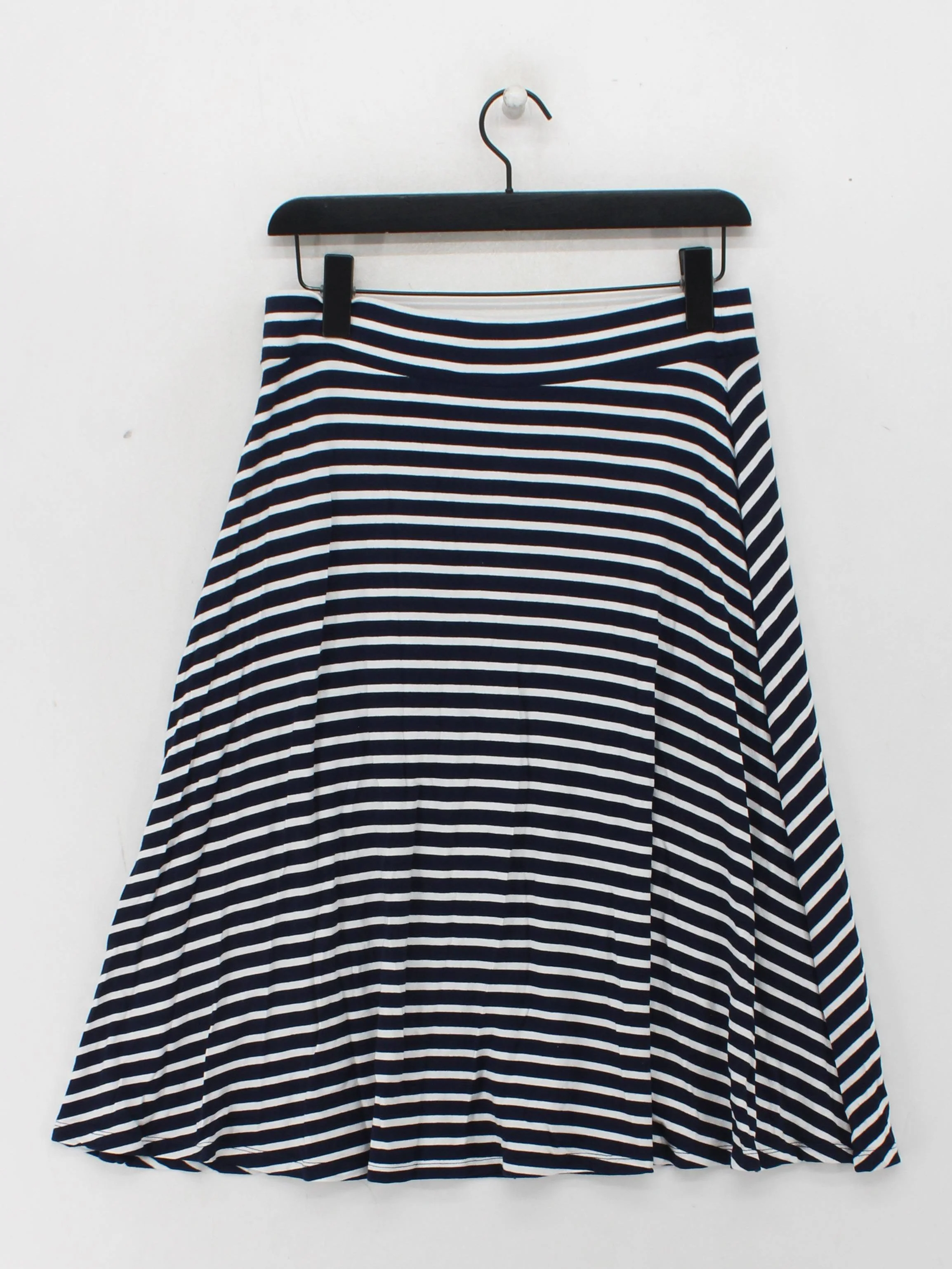 Boden Women's Midi Skirt UK 12 Blue Striped Viscose with Elastane Midi A-Line - Image 2