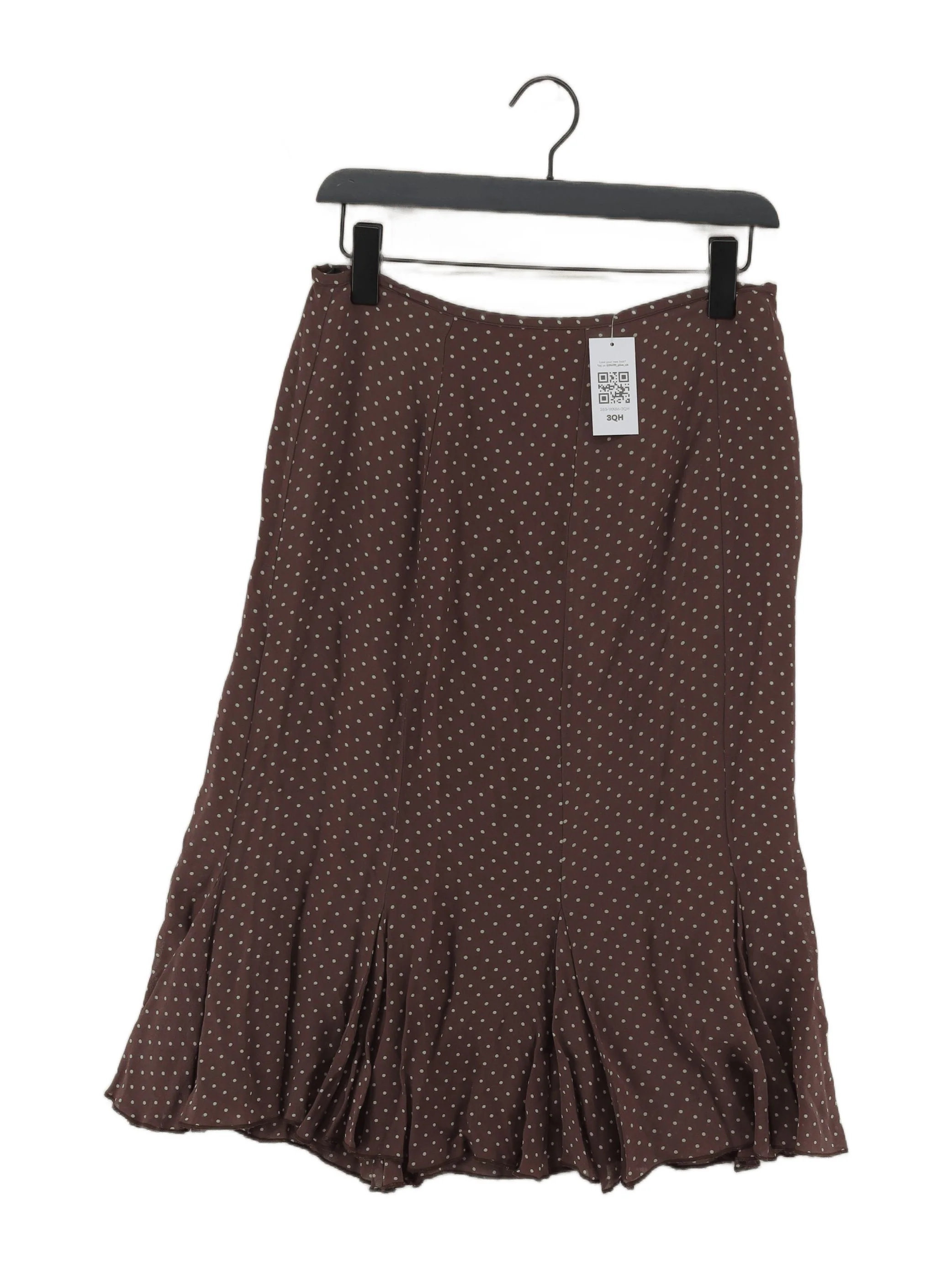 Boden Women's Midi Skirt UK 12 Brown Polkadot Viscose with Polyester Midi A-Line