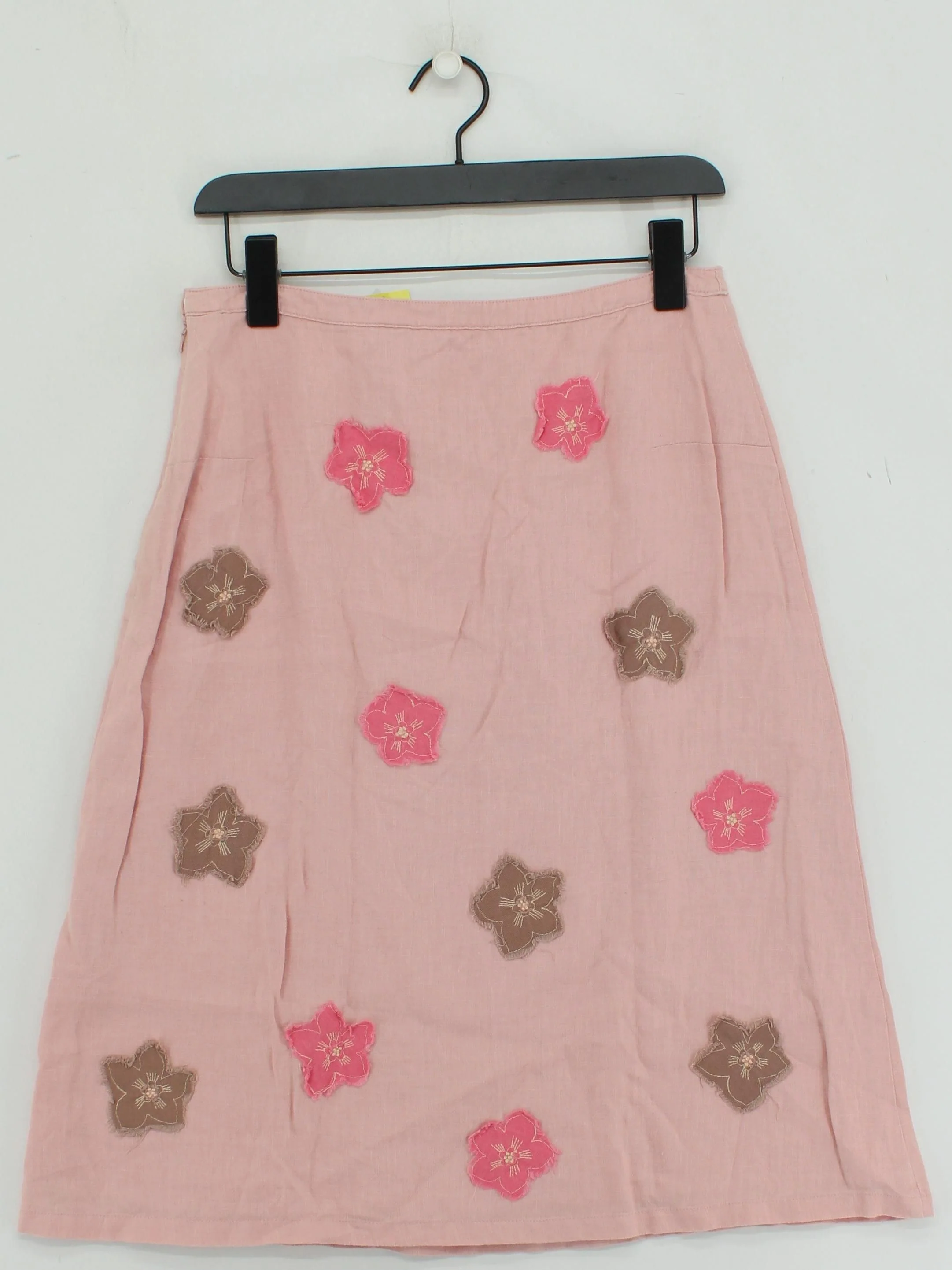 Boden Women's Midi Skirt UK 12 Pink Floral Linen with Cotton Midi A-Line - Image 2