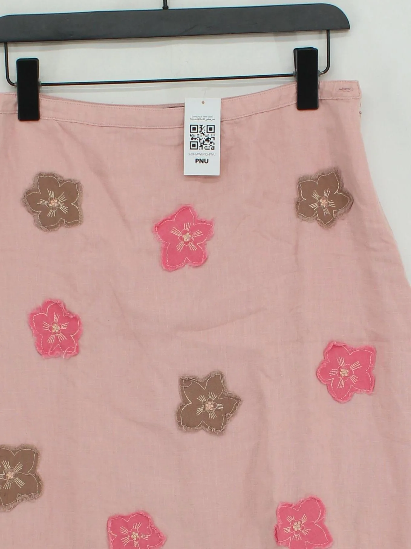 Boden Women's Midi Skirt UK 12 Pink Floral Linen with Cotton Midi A-Line - Image 3