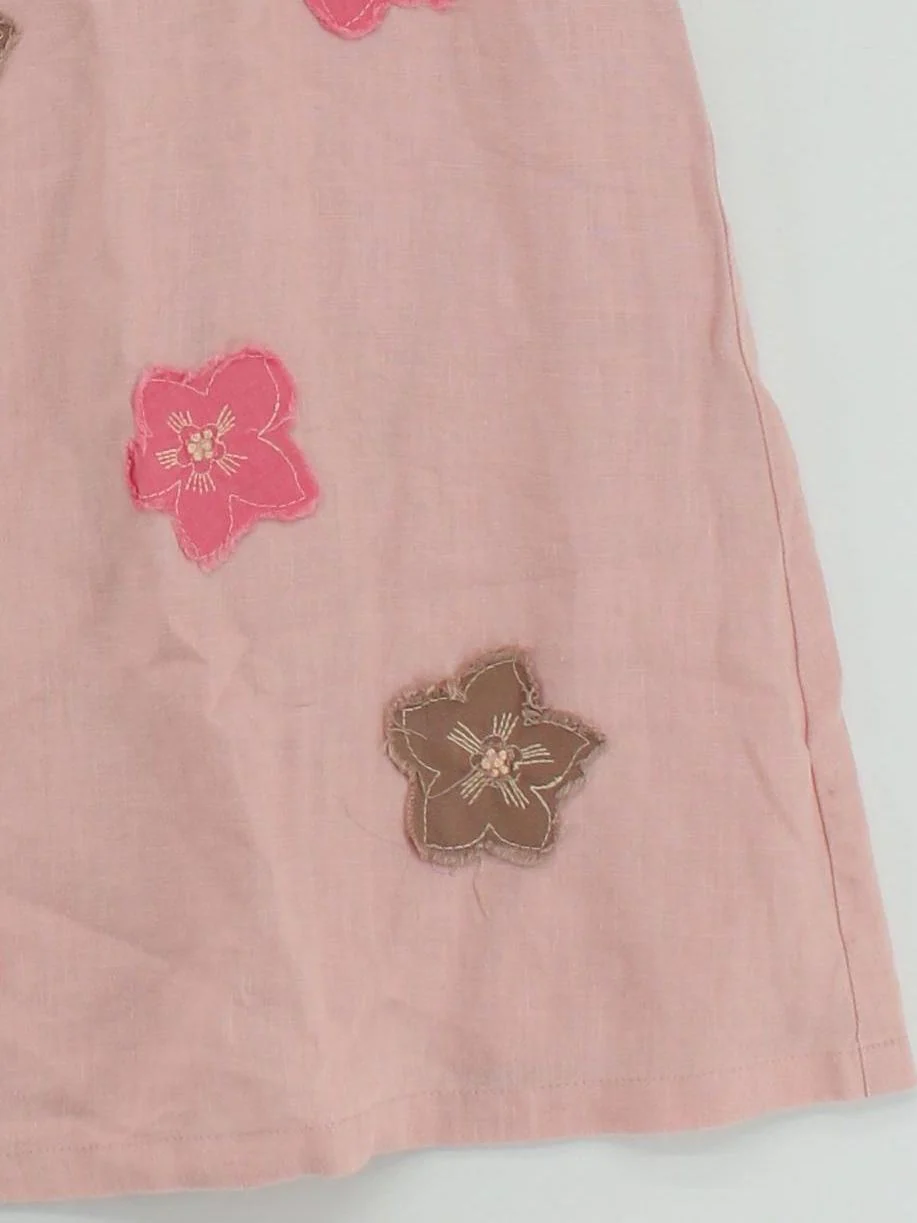 Boden Women's Midi Skirt UK 12 Pink Floral Linen with Cotton Midi A-Line - Image 4