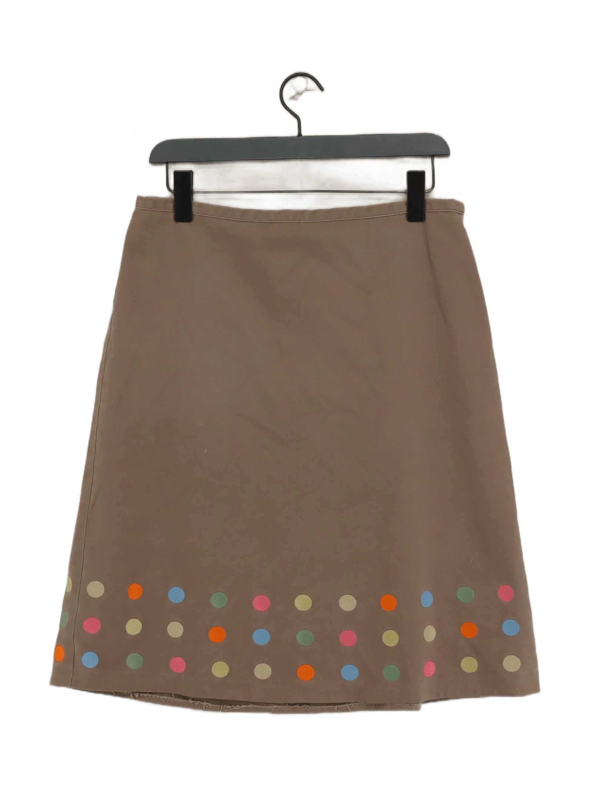 Boden Women's Midi Skirt UK 14 Brown Polkadot Cotton with Polyester Midi A-Line