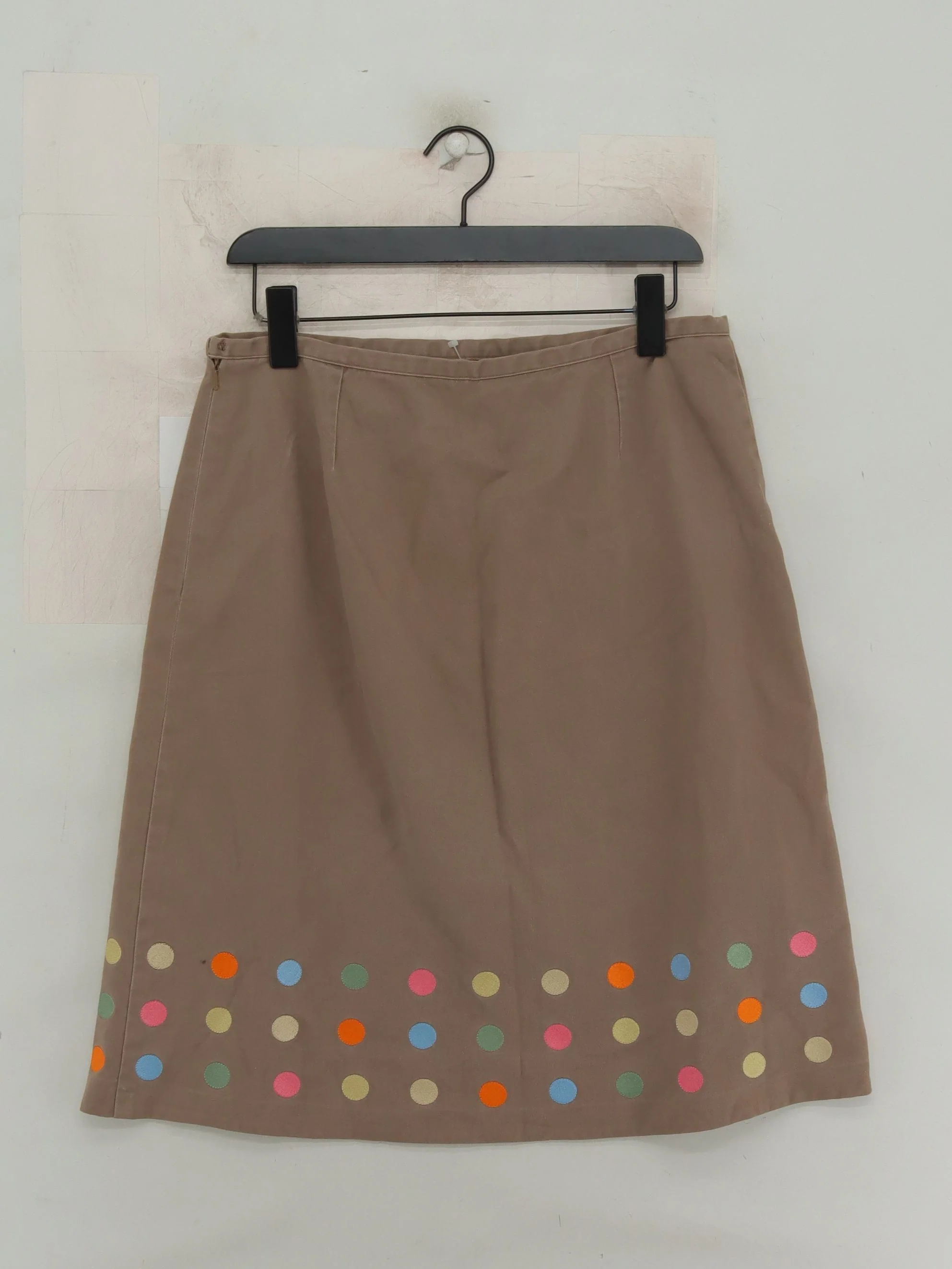 Boden Women's Midi Skirt UK 14 Brown Polkadot Cotton with Polyester Midi A-Line - Image 2