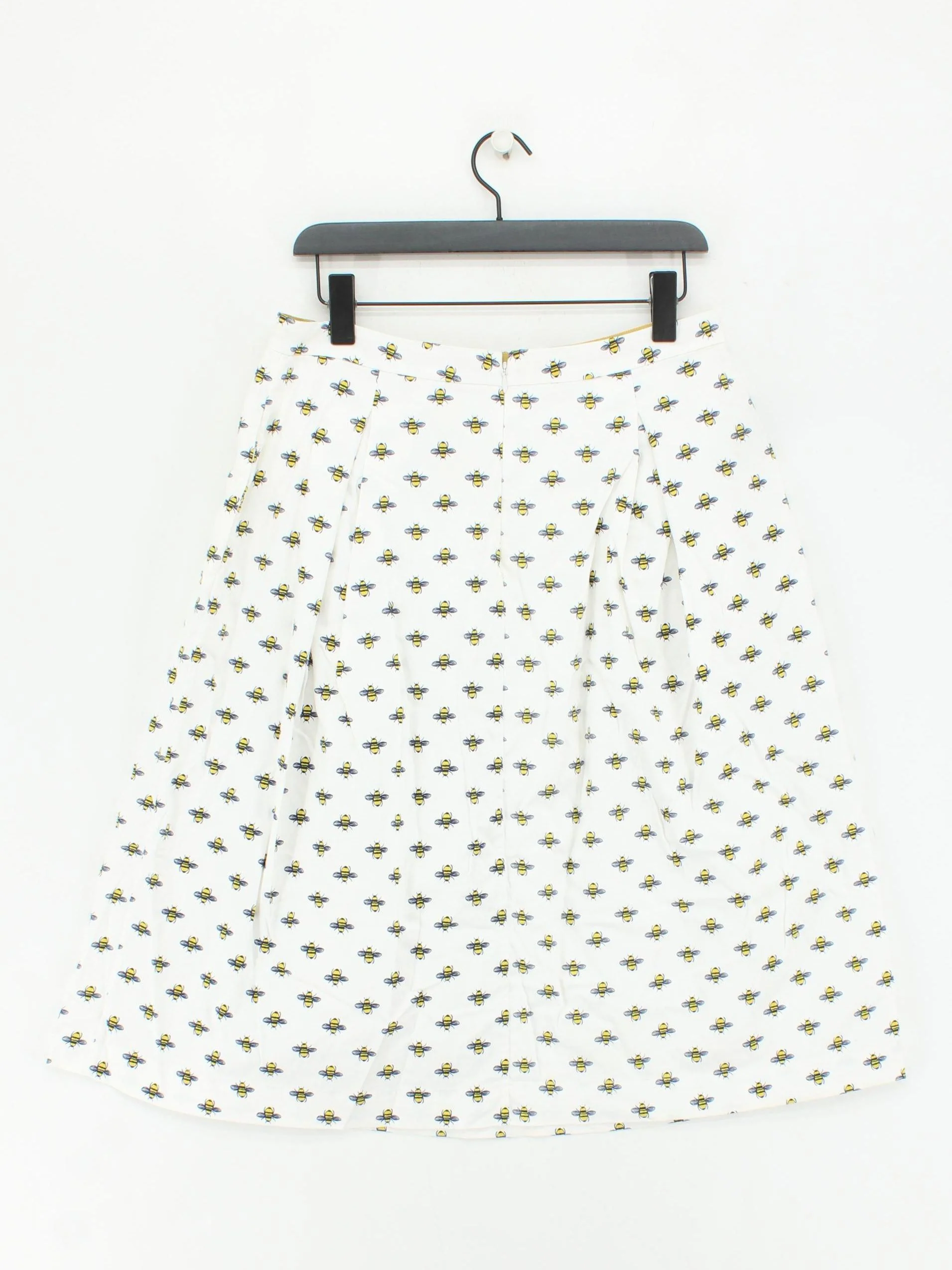 Boden Women's Midi Skirt UK 14 White Cotton with Elastane Pleated - Image 2