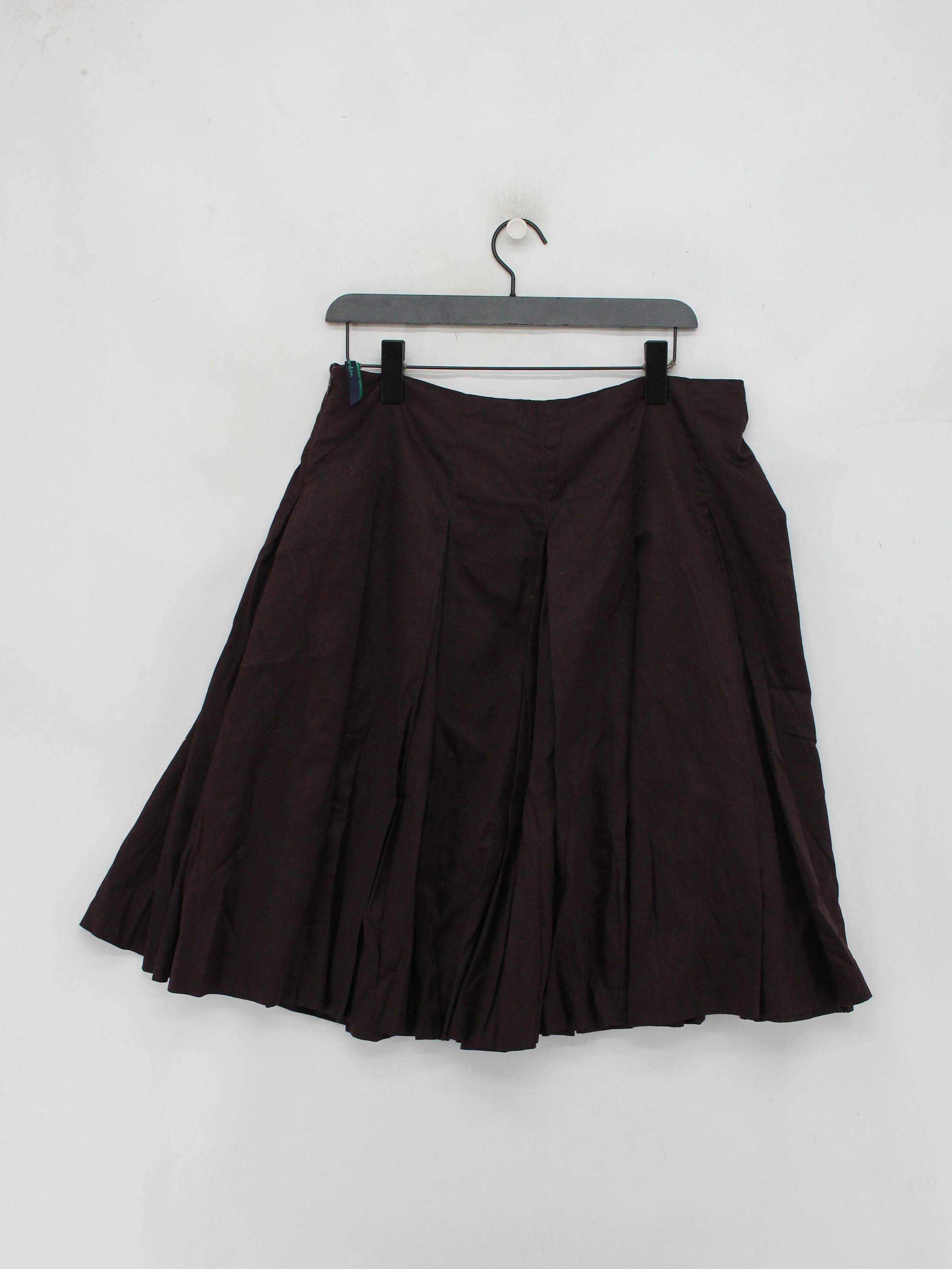 Boden Women's Midi Skirt UK 16 Brown Cotton with Acetate Midi Pleated - Image 2