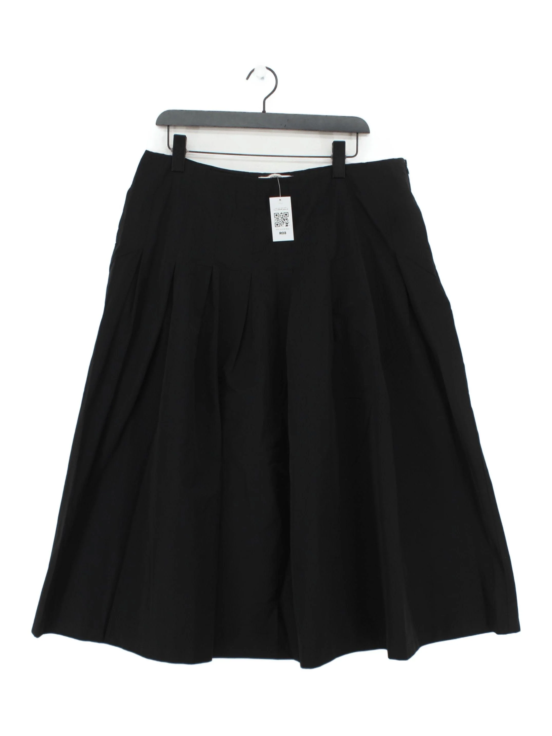Boden Women's Midi Skirt UK 18 Black Polyester with Cotton Midi Pleated