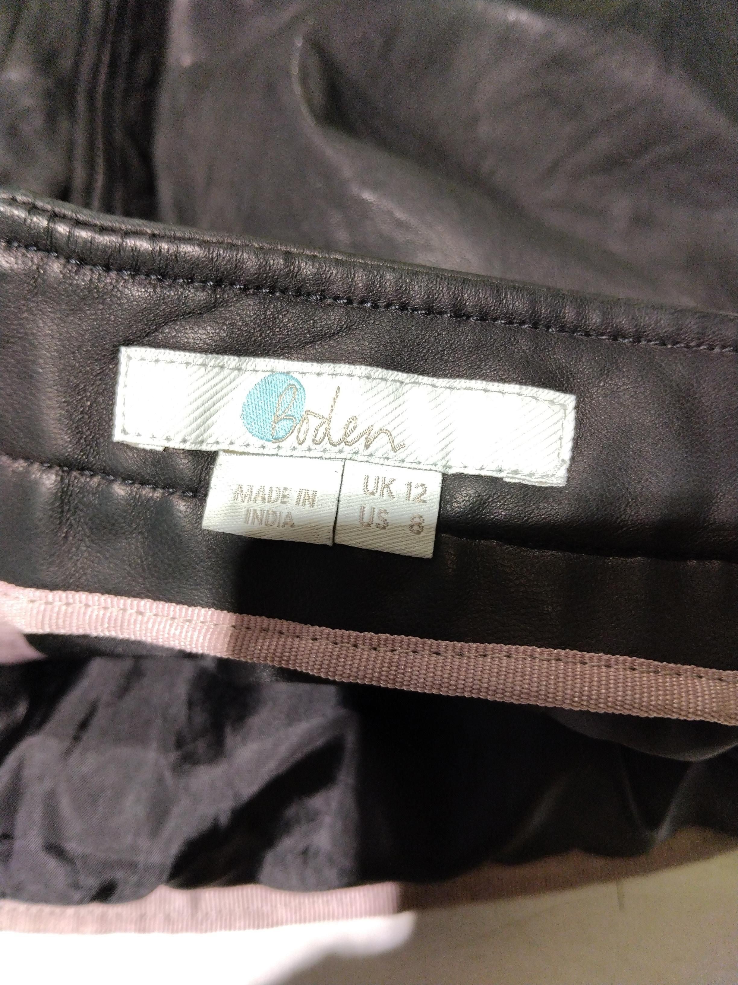 Boden Women's Mini Skirt UK 12 Black Leather with Polyester Short Mini - Image 5