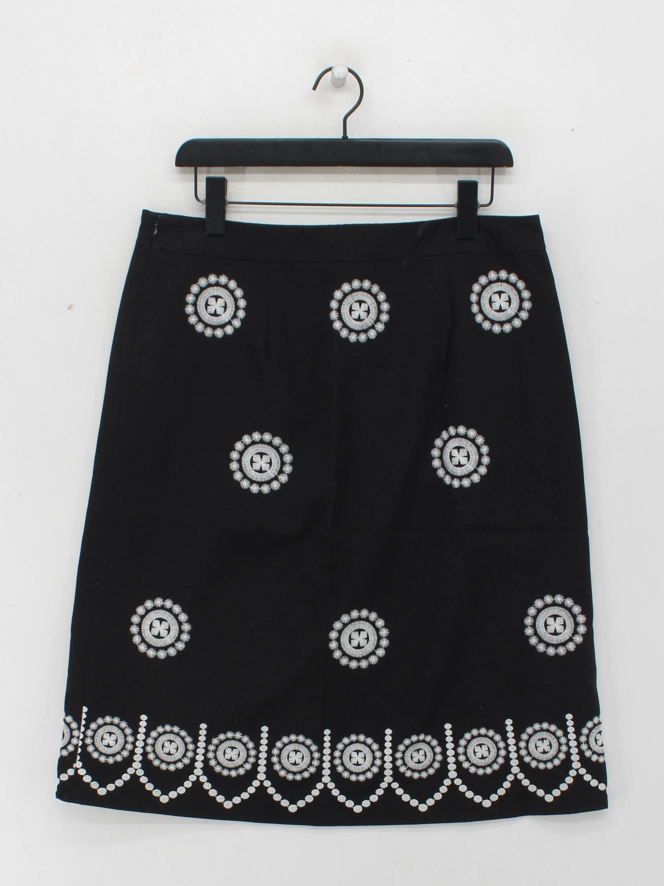 Boden Women's Mini Skirt UK 14 Black Graphic Cotton with Polyester Short Mini - Image 2