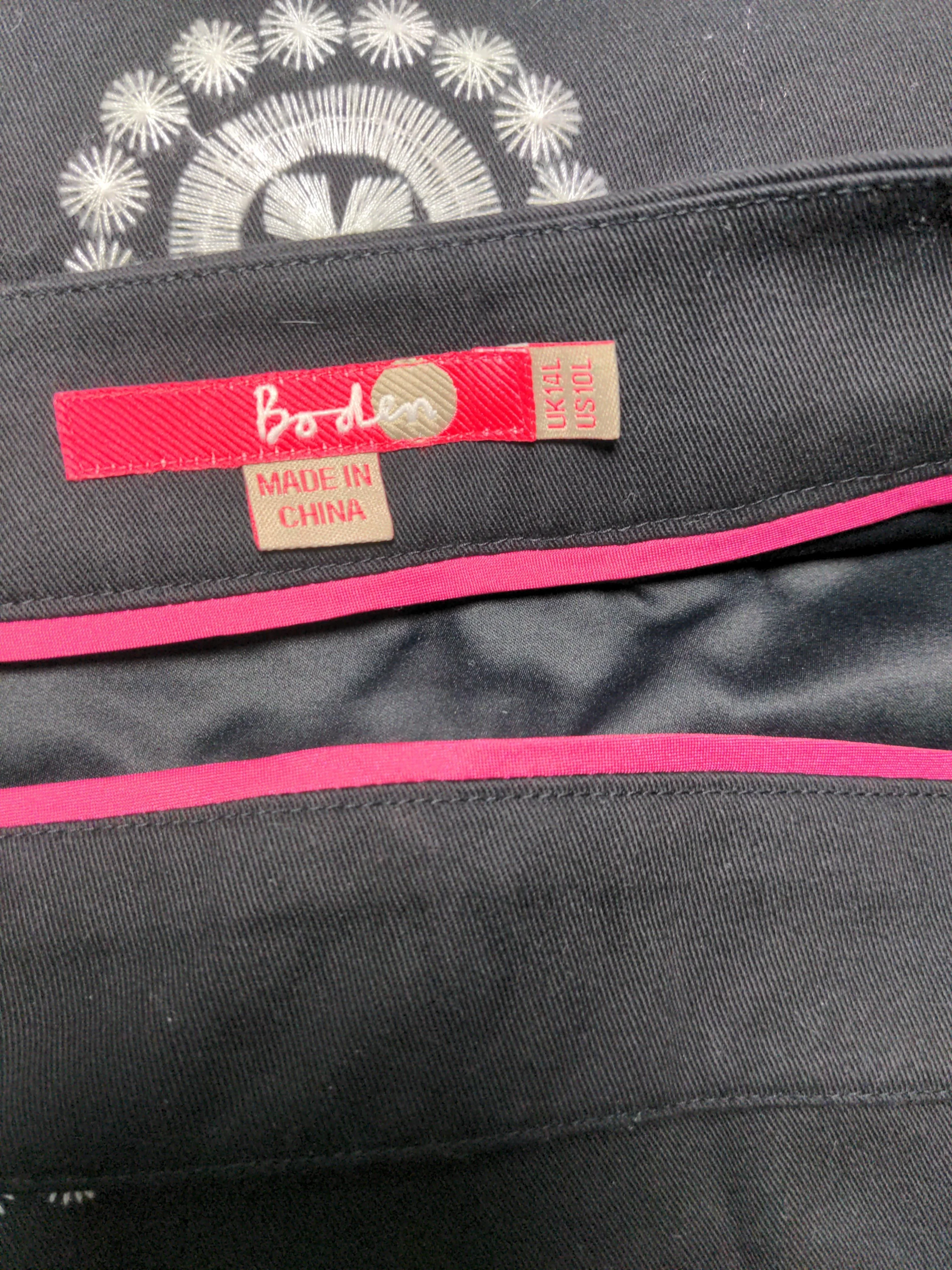 Boden Women's Mini Skirt UK 14 Black Graphic Cotton with Polyester Short Mini - Image 6