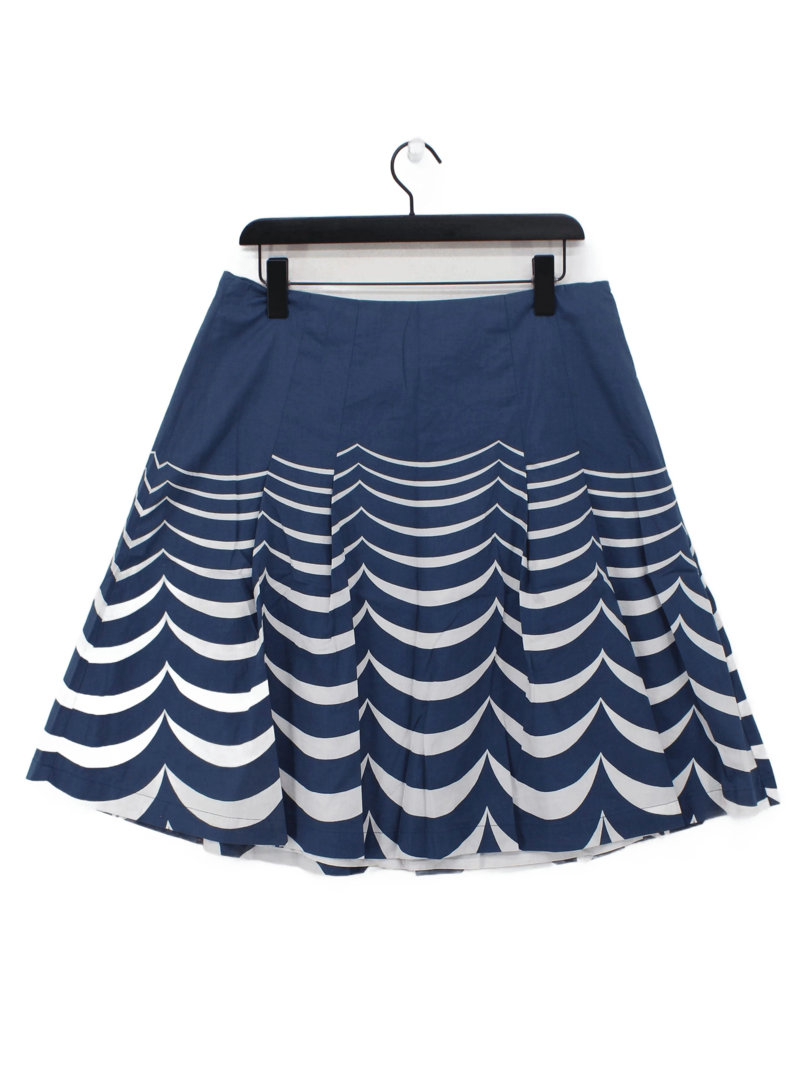 Boden Women's Mini Skirt UK 14 Blue Geometric Cotton with Elastane Short Mini