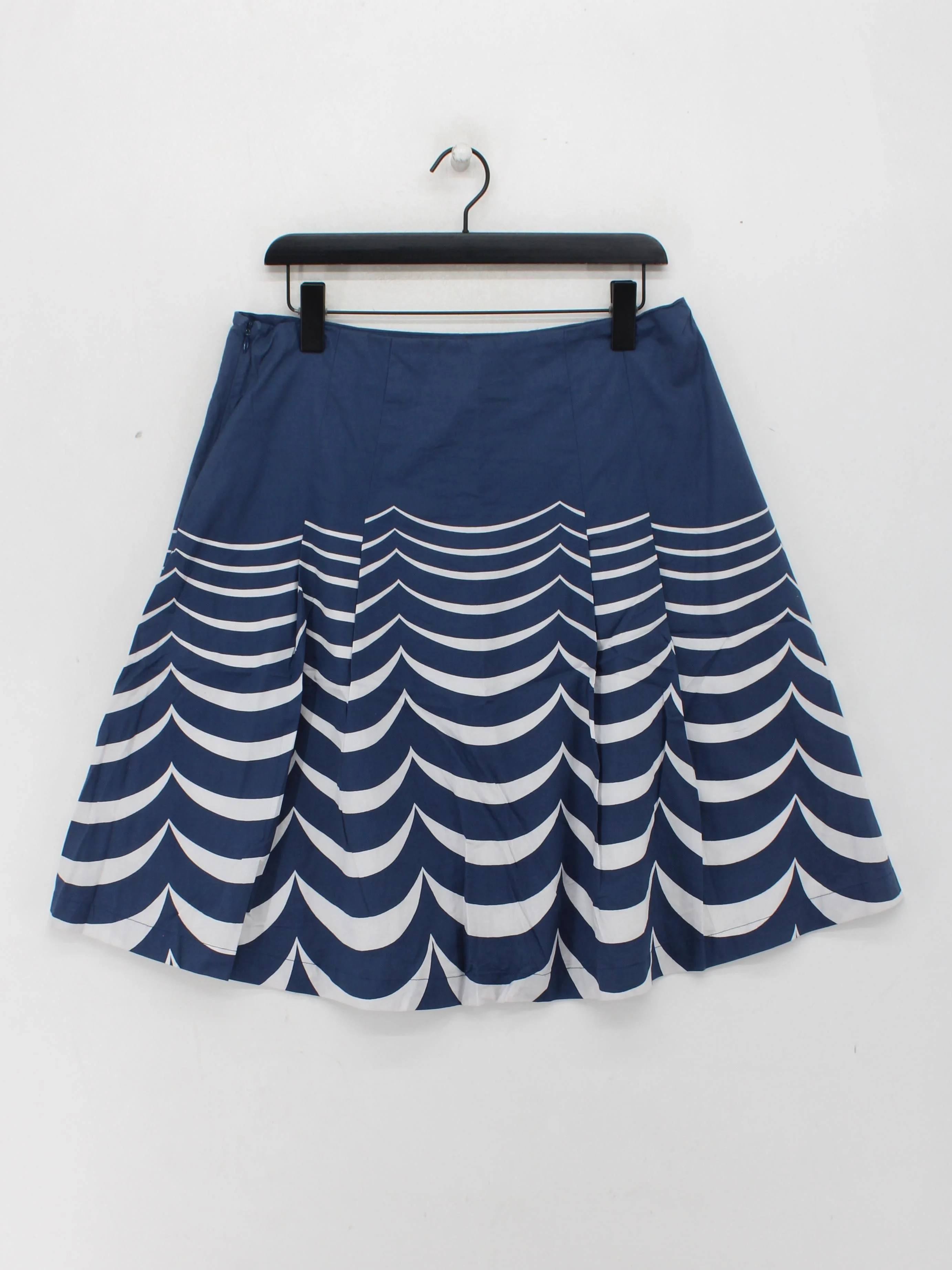 Boden Women's Mini Skirt UK 14 Blue Geometric Cotton with Elastane Short Mini - Image 2