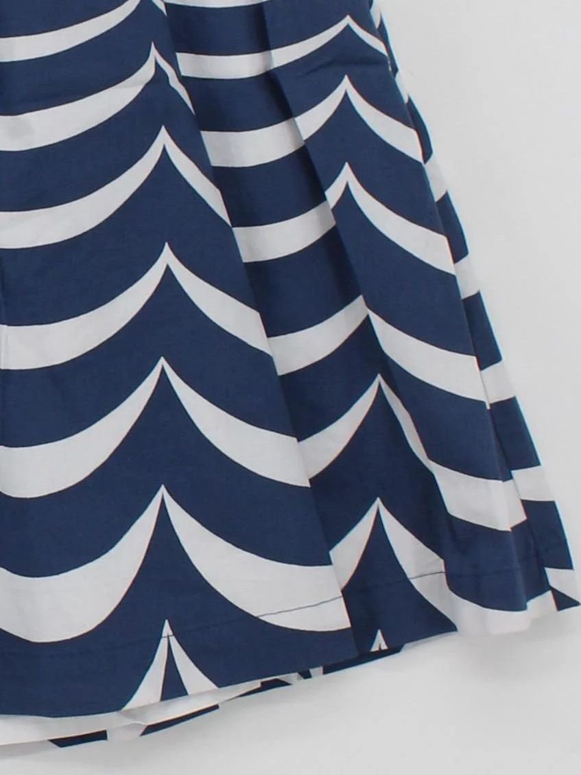Boden Women's Mini Skirt UK 14 Blue Geometric Cotton with Elastane Short Mini - Image 4