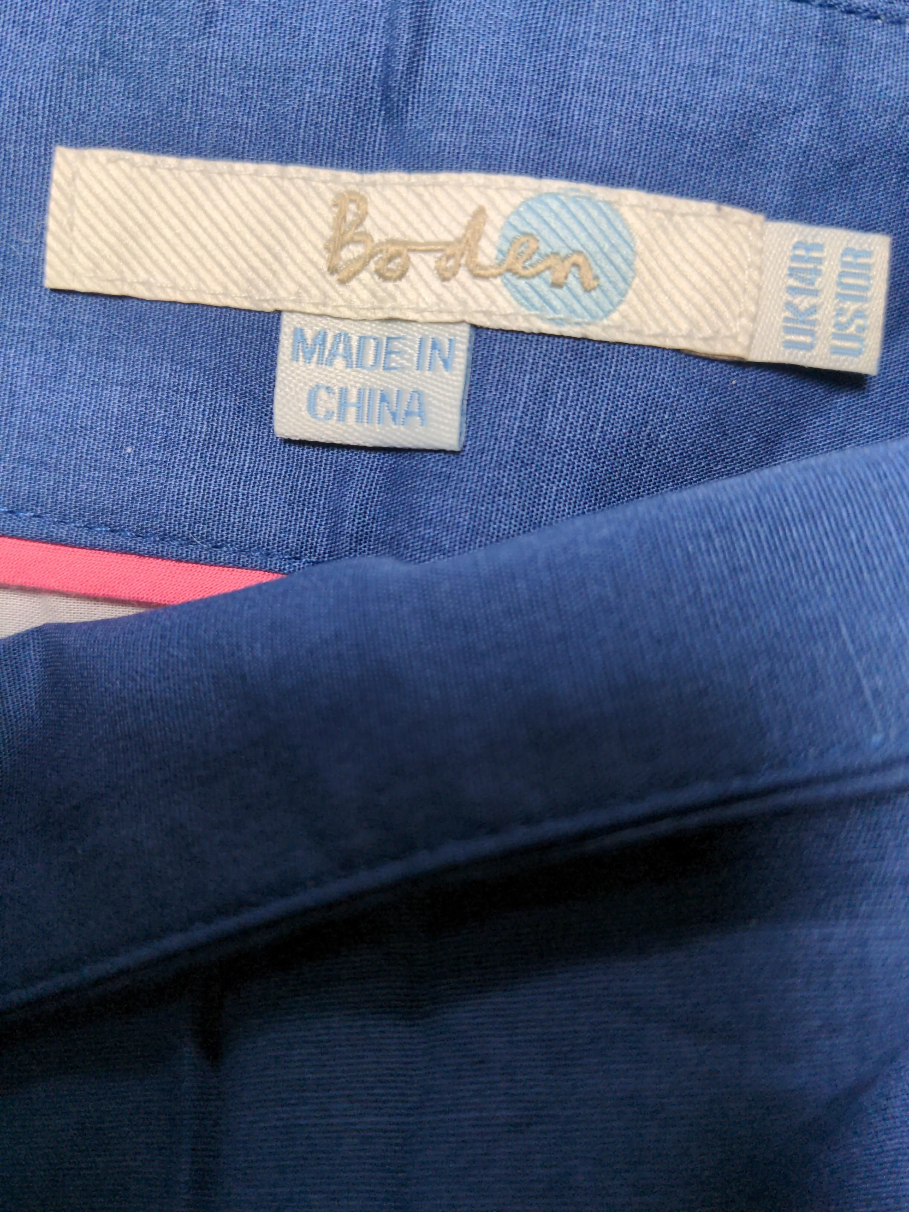 Boden Women's Mini Skirt UK 14 Blue Geometric Cotton with Elastane Short Mini - Image 5