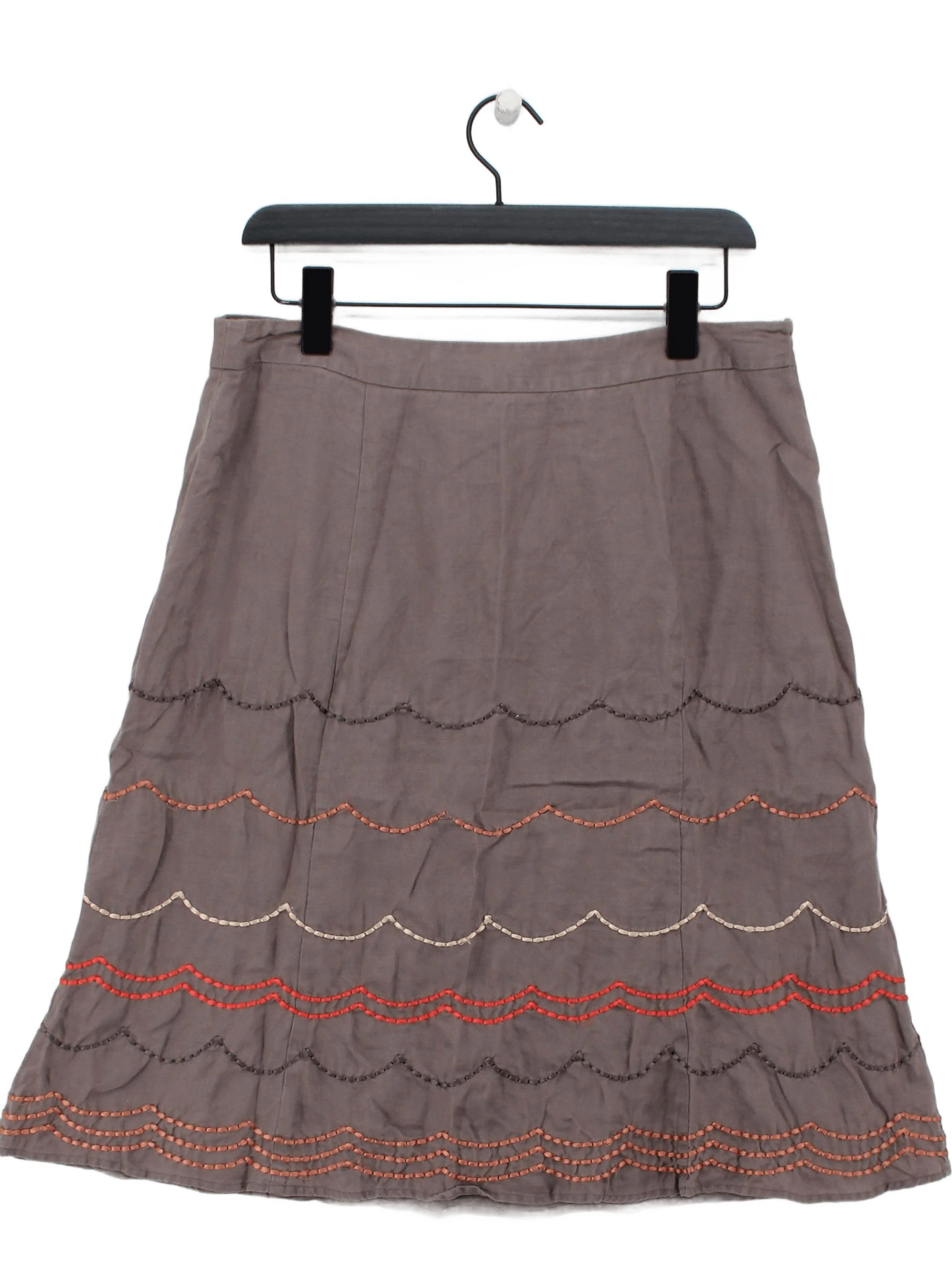 Boden Women's Mini Skirt UK 14 Grey Linen with Cotton Short Mini