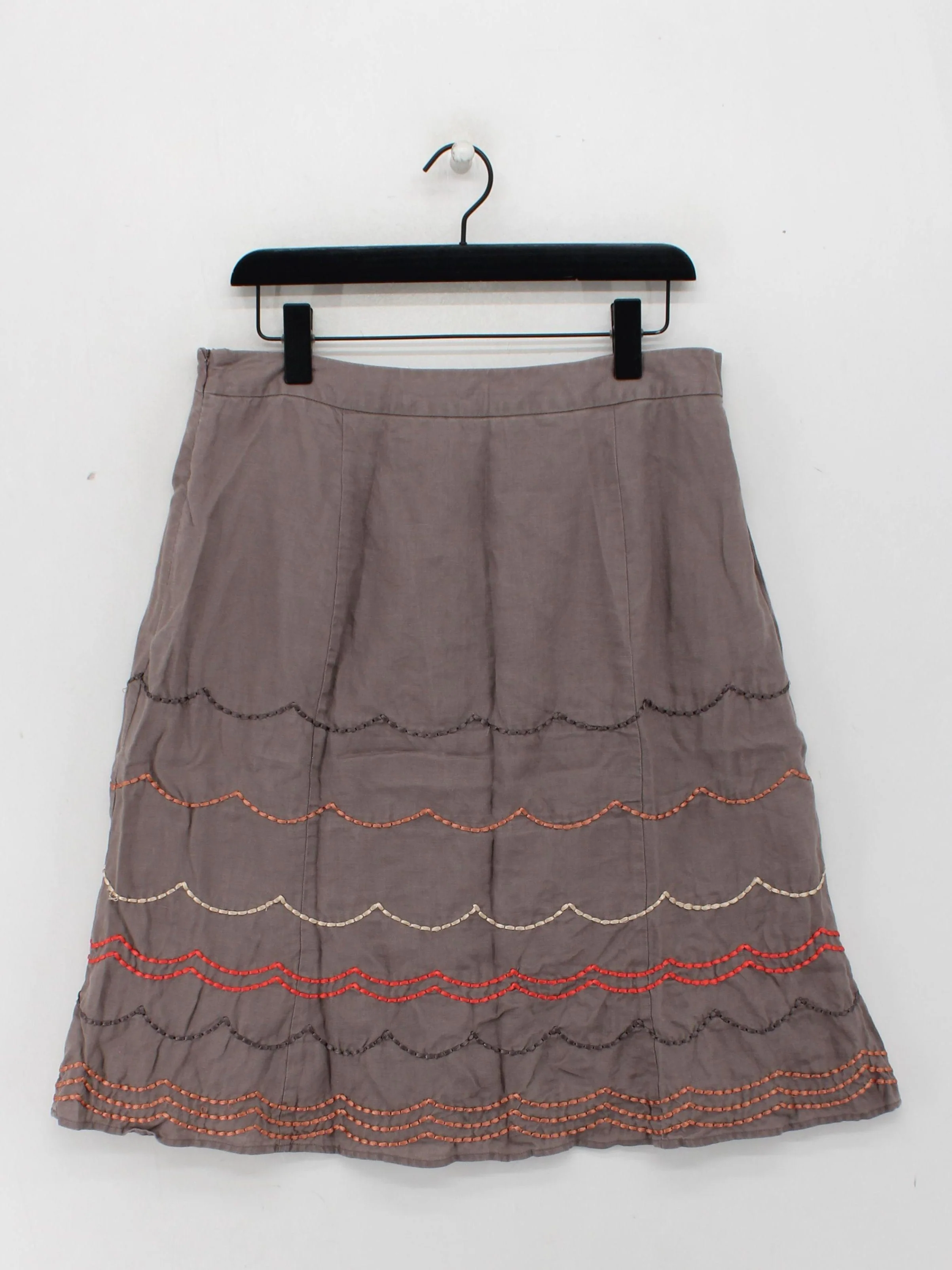 Boden Women's Mini Skirt UK 14 Grey Linen with Cotton Short Mini - Image 2
