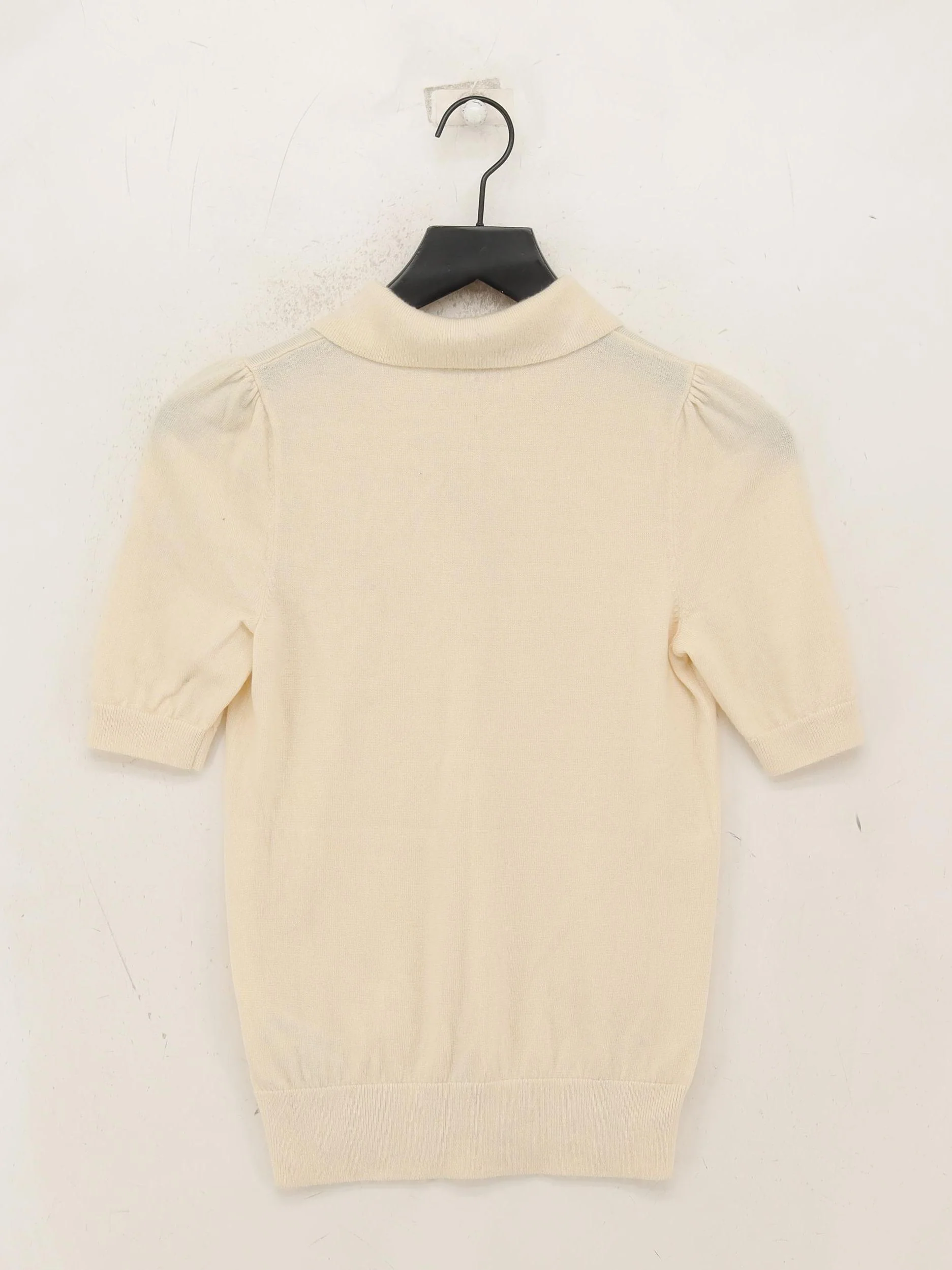 Boden Women's Polo UK 6 Cream 100% Wool Short Sleeve Collared Basic - Image 2