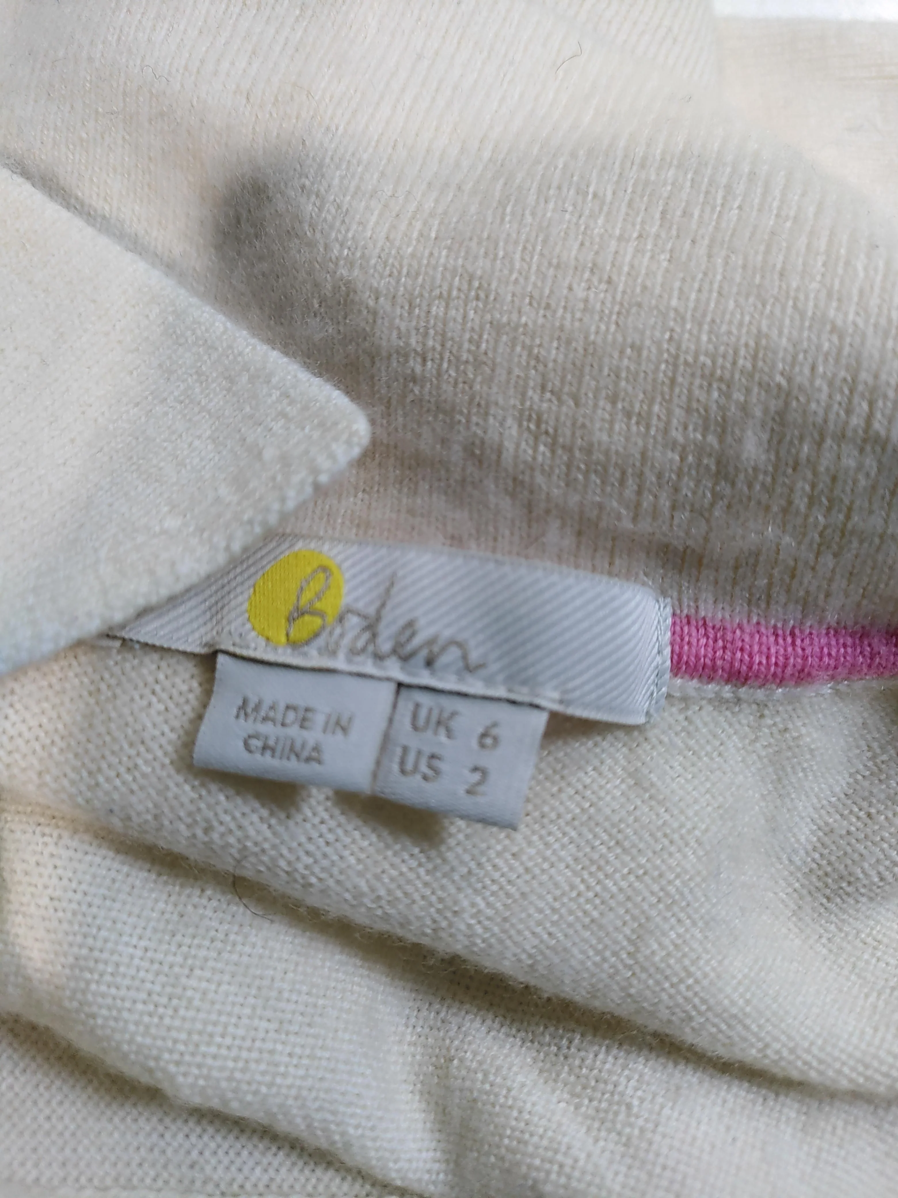 Boden Women's Polo UK 6 Cream 100% Wool Short Sleeve Collared Basic - Image 5