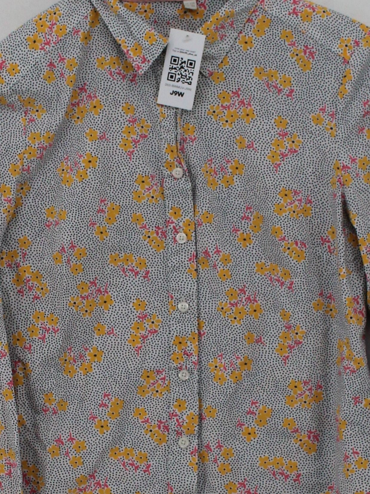 Boden Women's Shirt S Grey Floral 100% Cotton Long Sleeve Collared Basic - Image 3