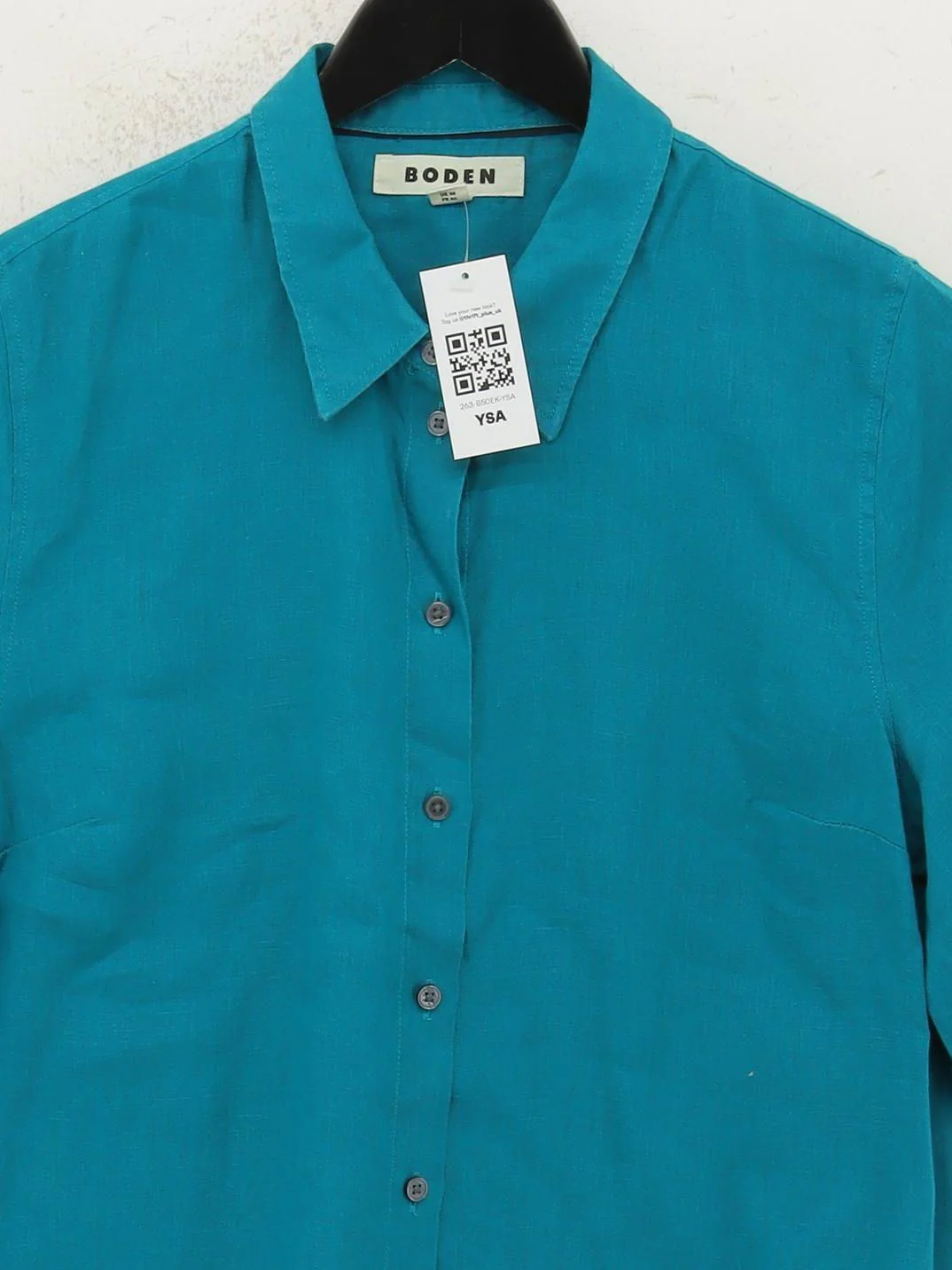Boden Women's Shirt UK 10 Blue 100% Linen Short Sleeve Collared Basic - Image 3