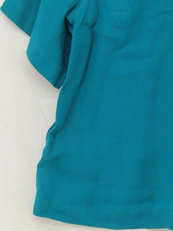 Boden Women's Shirt UK 10 Blue 100% Linen Short Sleeve Collared Basic - Image 4