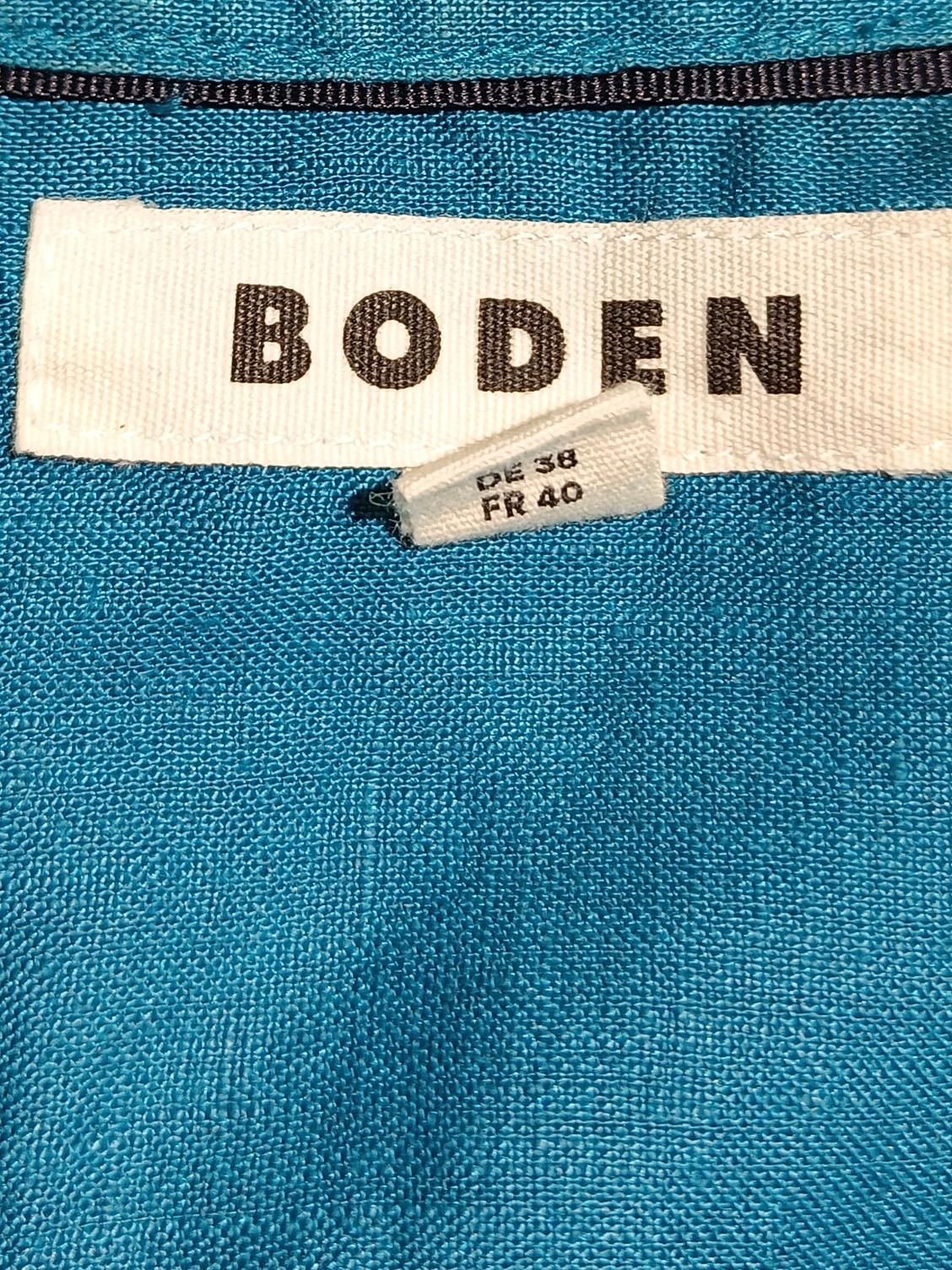 Boden Women's Shirt UK 10 Blue 100% Linen Short Sleeve Collared Basic - Image 5