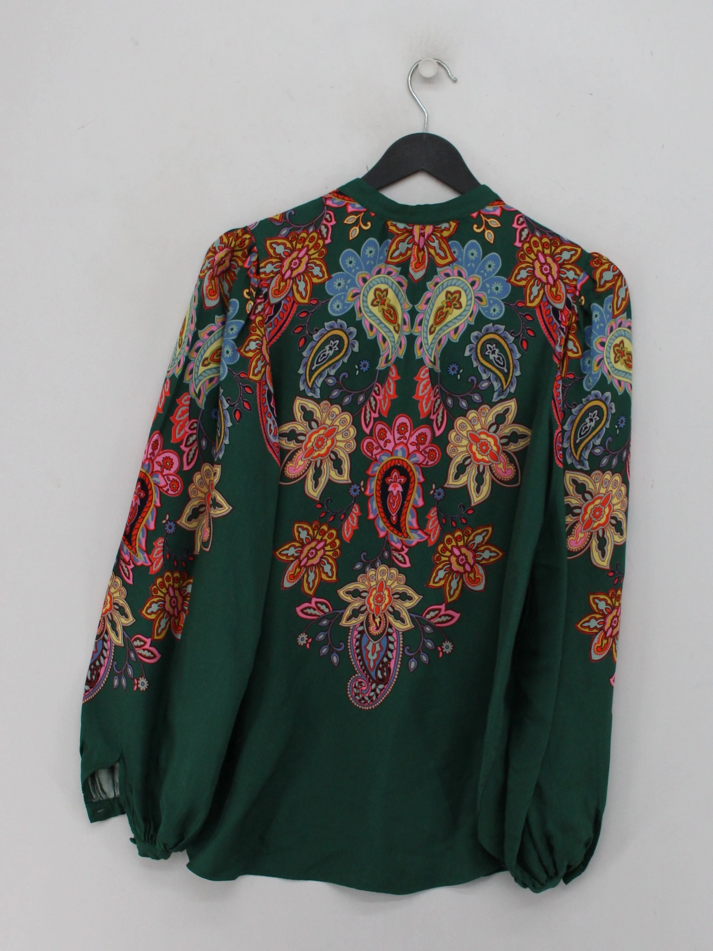 Boden Women's Shirt UK 10 Green Paisley 100% Viscose Long Sleeve Collared Basic - Image 2