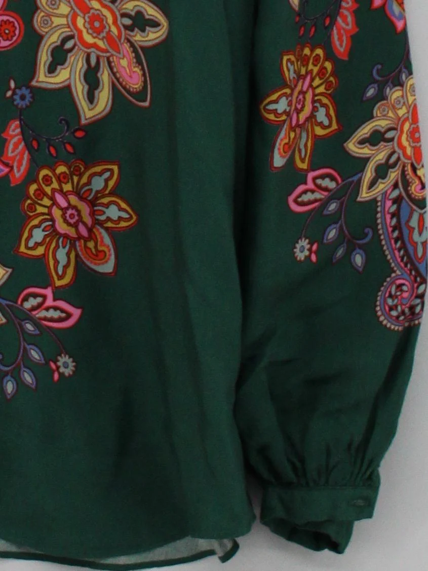 Boden Women's Shirt UK 10 Green Paisley 100% Viscose Long Sleeve Collared Basic - Image 4