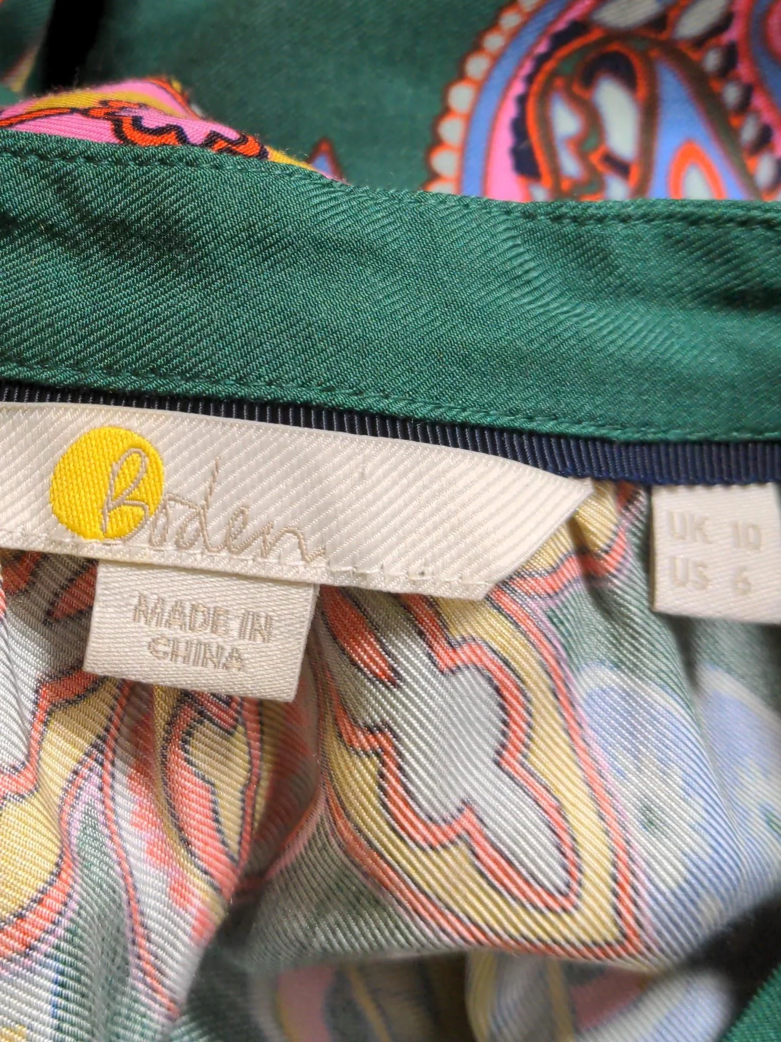 Boden Women's Shirt UK 10 Green Paisley 100% Viscose Long Sleeve Collared Basic - Image 5