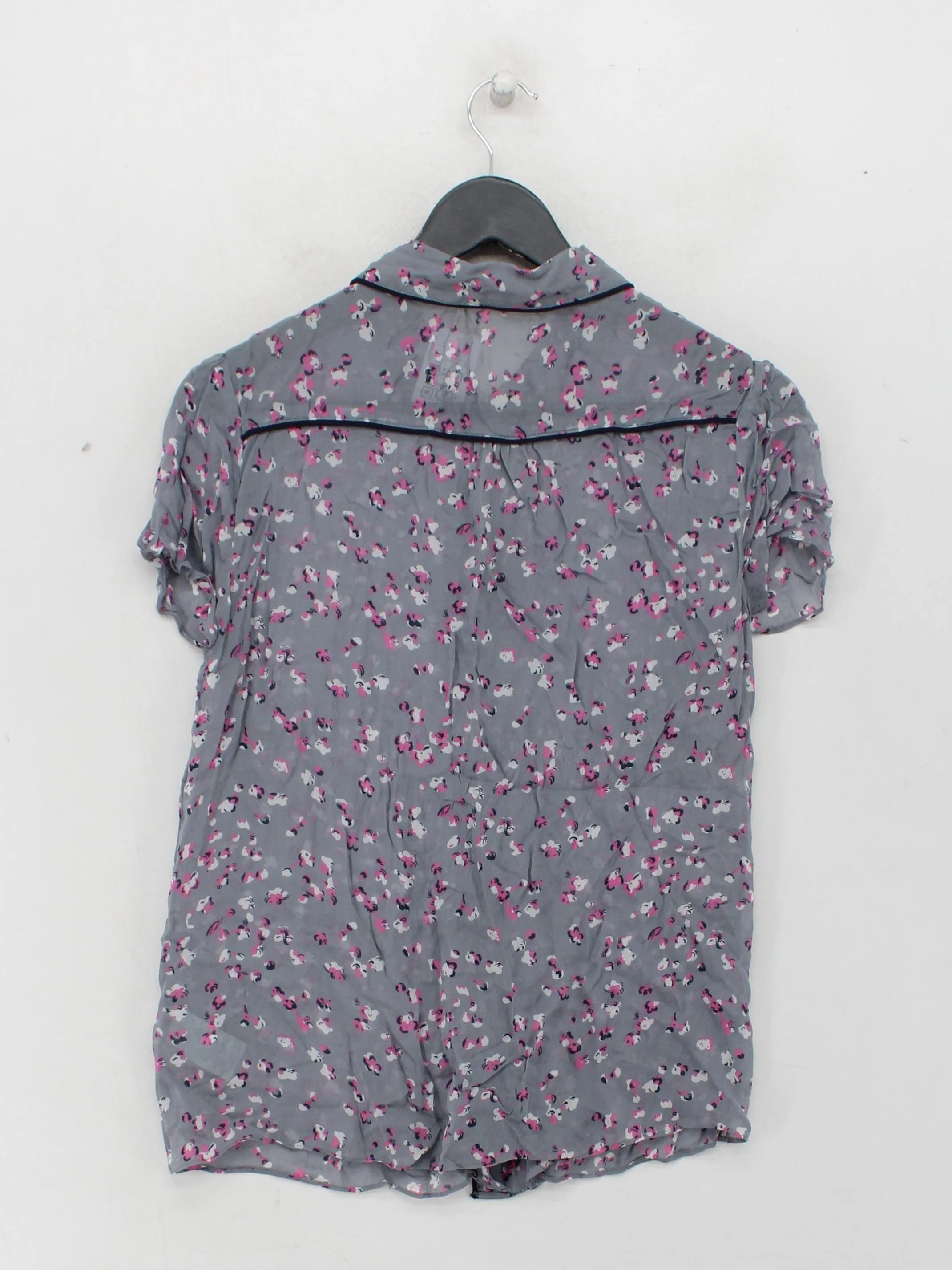 Boden Women's Shirt UK 10 Grey Floral 100% Viscose Short Sleeve Collared Basic - Image 2
