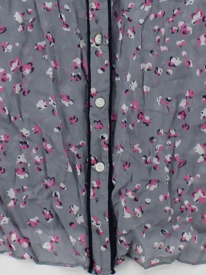 Boden Women's Shirt UK 10 Grey Floral 100% Viscose Short Sleeve Collared Basic - Image 4