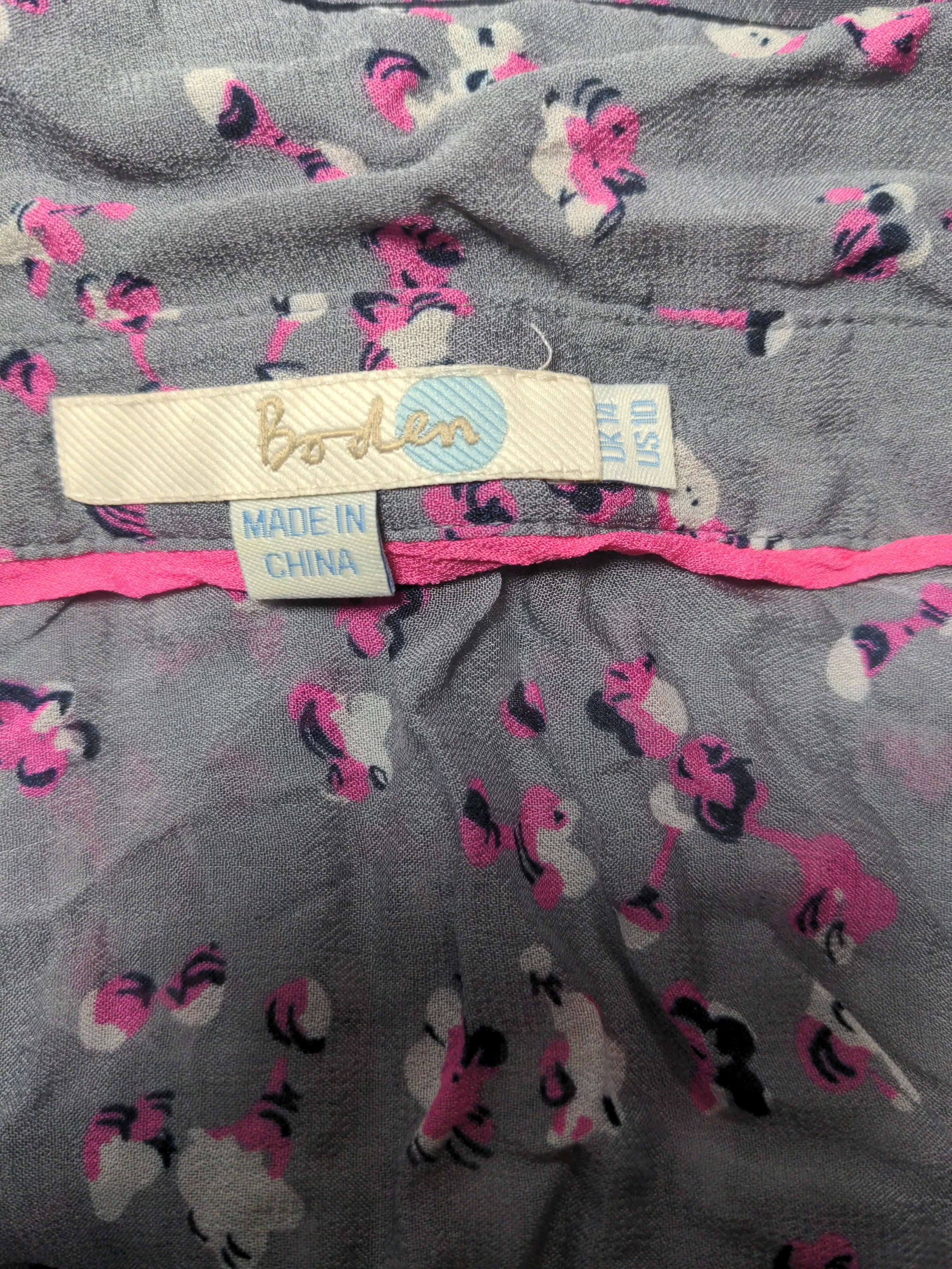 Boden Women's Shirt UK 10 Grey Floral 100% Viscose Short Sleeve Collared Basic - Image 5