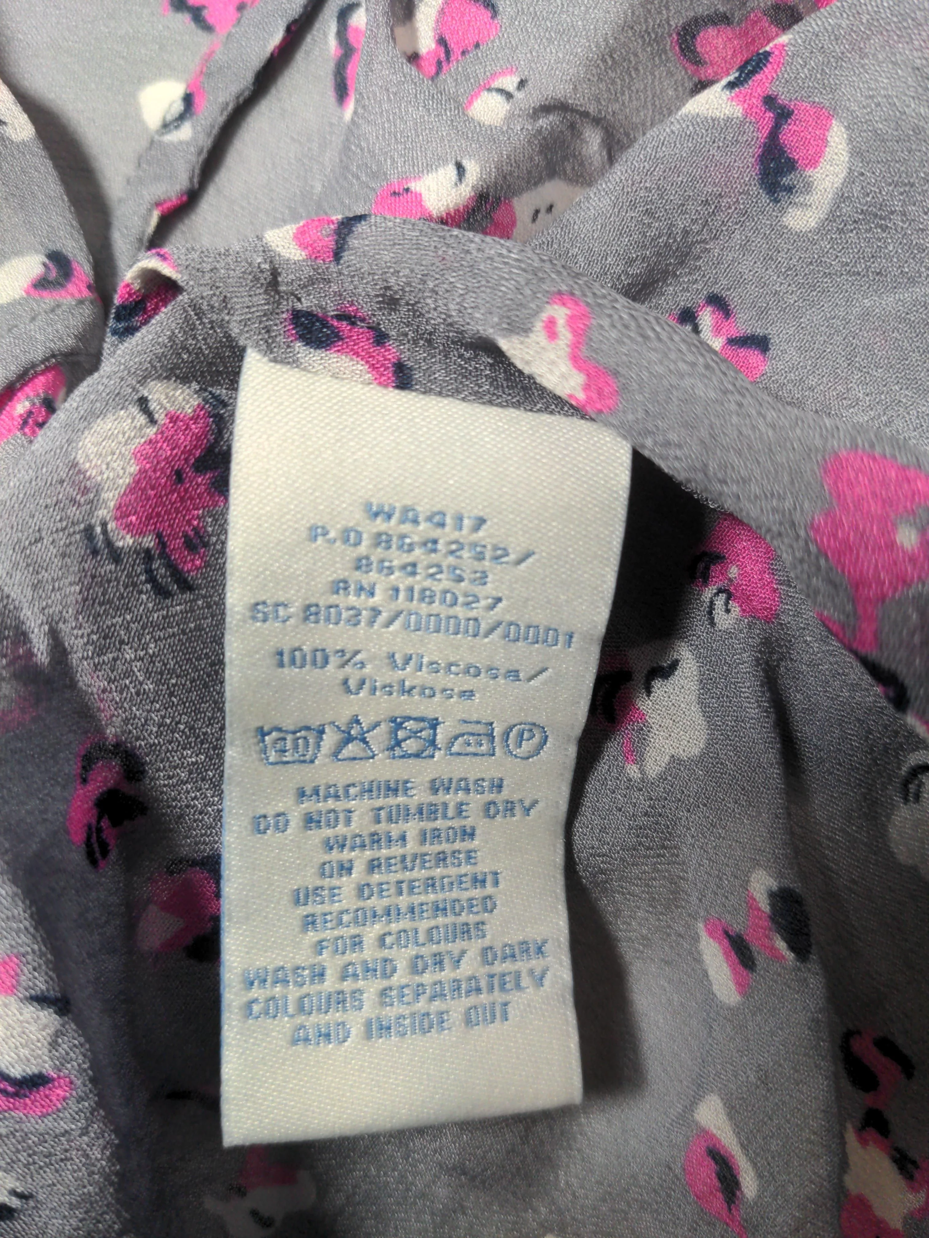 Boden Women's Shirt UK 10 Grey Floral 100% Viscose Short Sleeve Collared Basic - Image 6