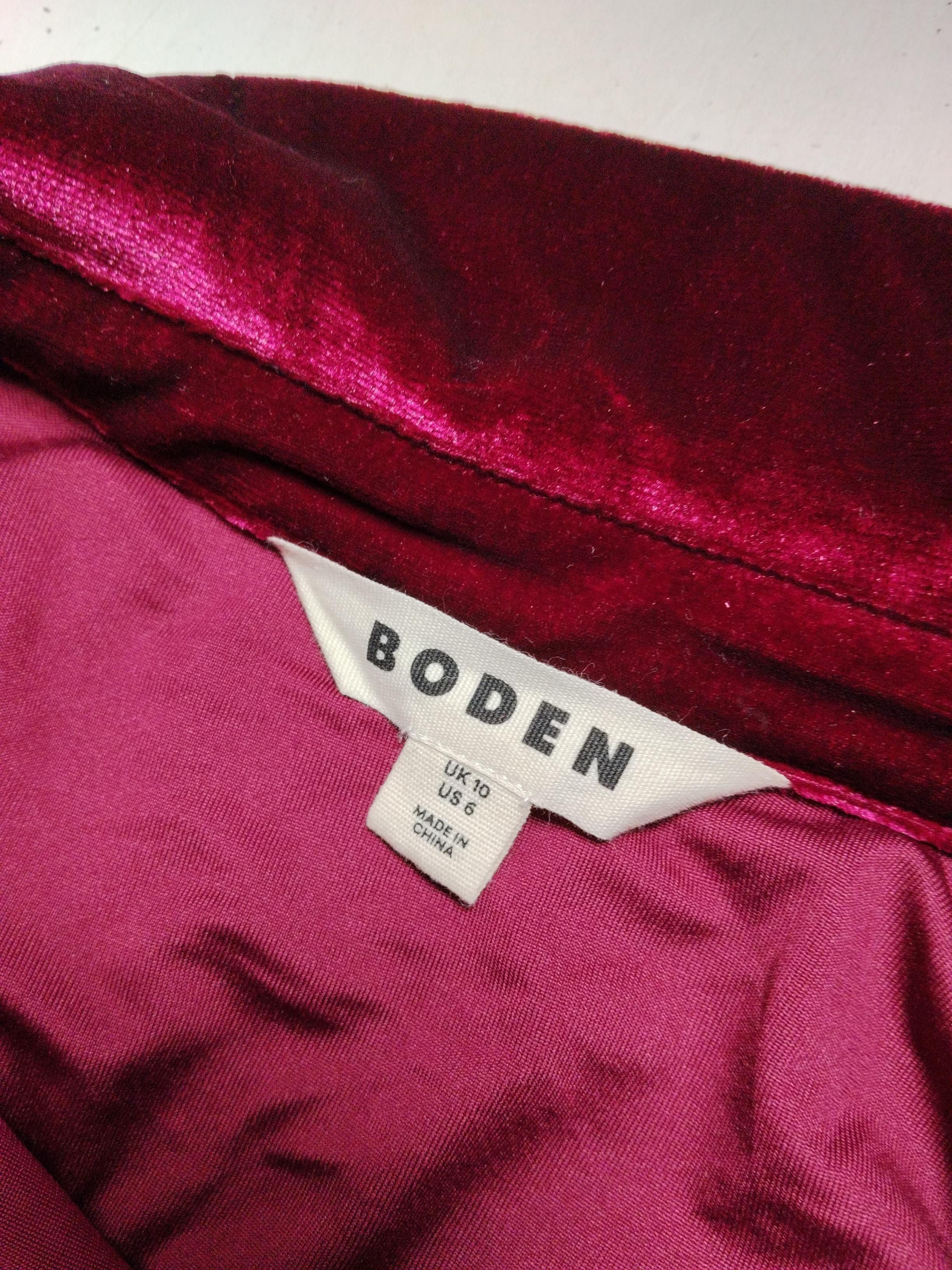 Boden Women's Shirt UK 10 Red Polyester with Elastane Long Sleeve Collared Basic - Image 5