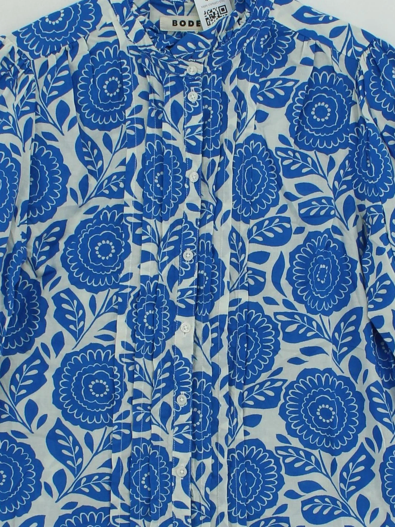 Boden Women's Shirt UK 12 Blue Floral 100% Cotton Long Sleeve Collared Basic - Image 3
