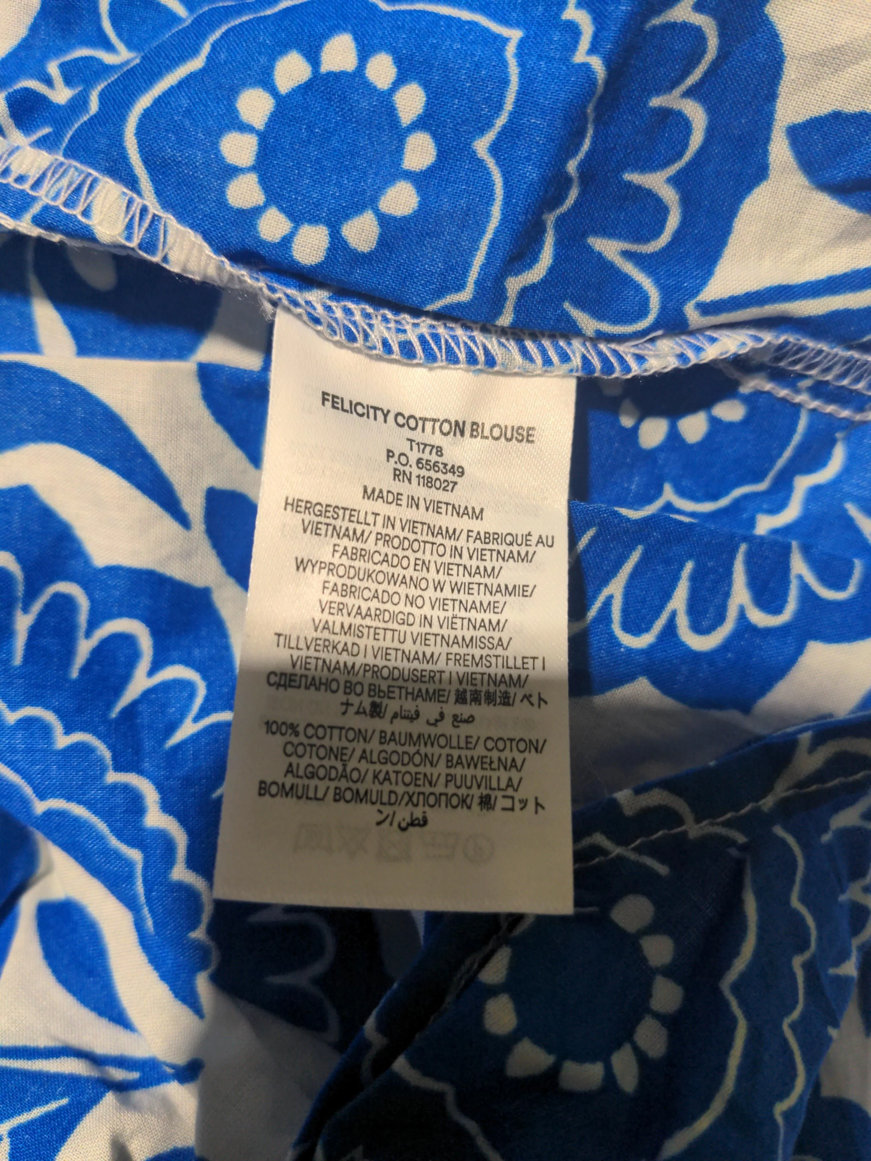 Boden Women's Shirt UK 12 Blue Floral 100% Cotton Long Sleeve Collared Basic - Image 6