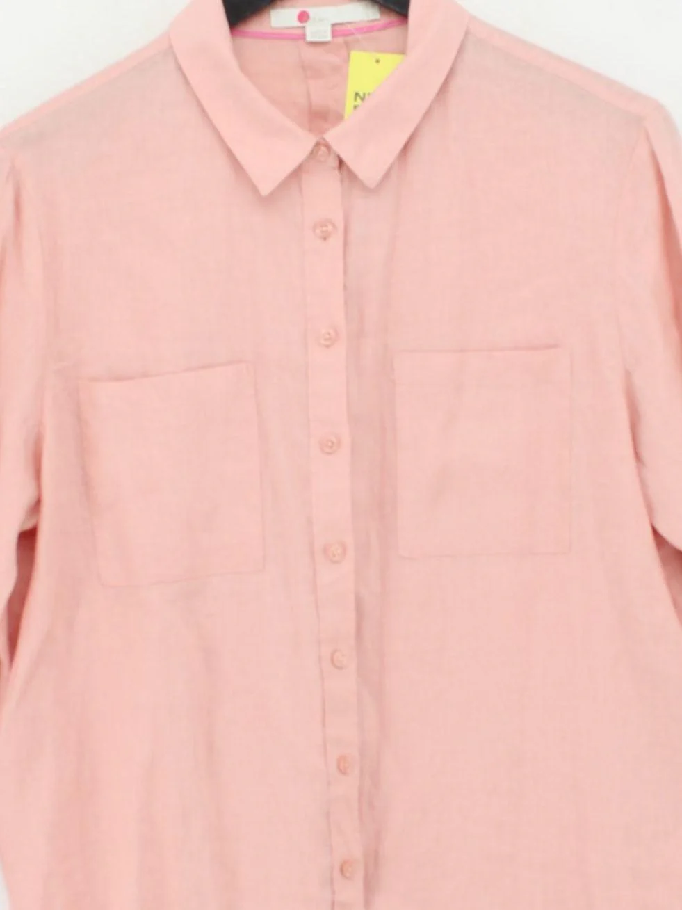 Boden Women's Shirt UK 12 Pink 100% Linen Long Sleeve Collared Basic - Image 3