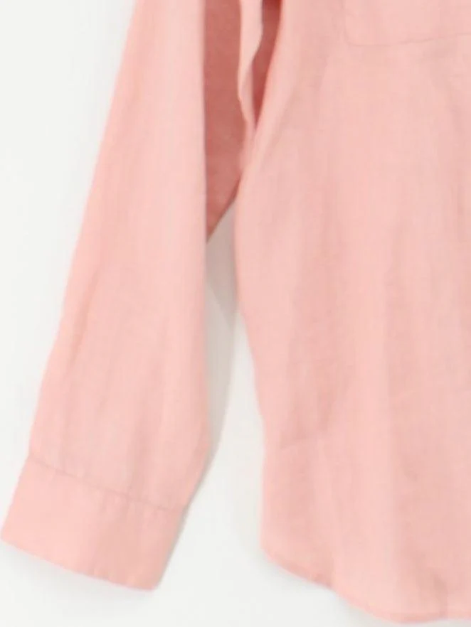 Boden Women's Shirt UK 12 Pink 100% Linen Long Sleeve Collared Basic - Image 4