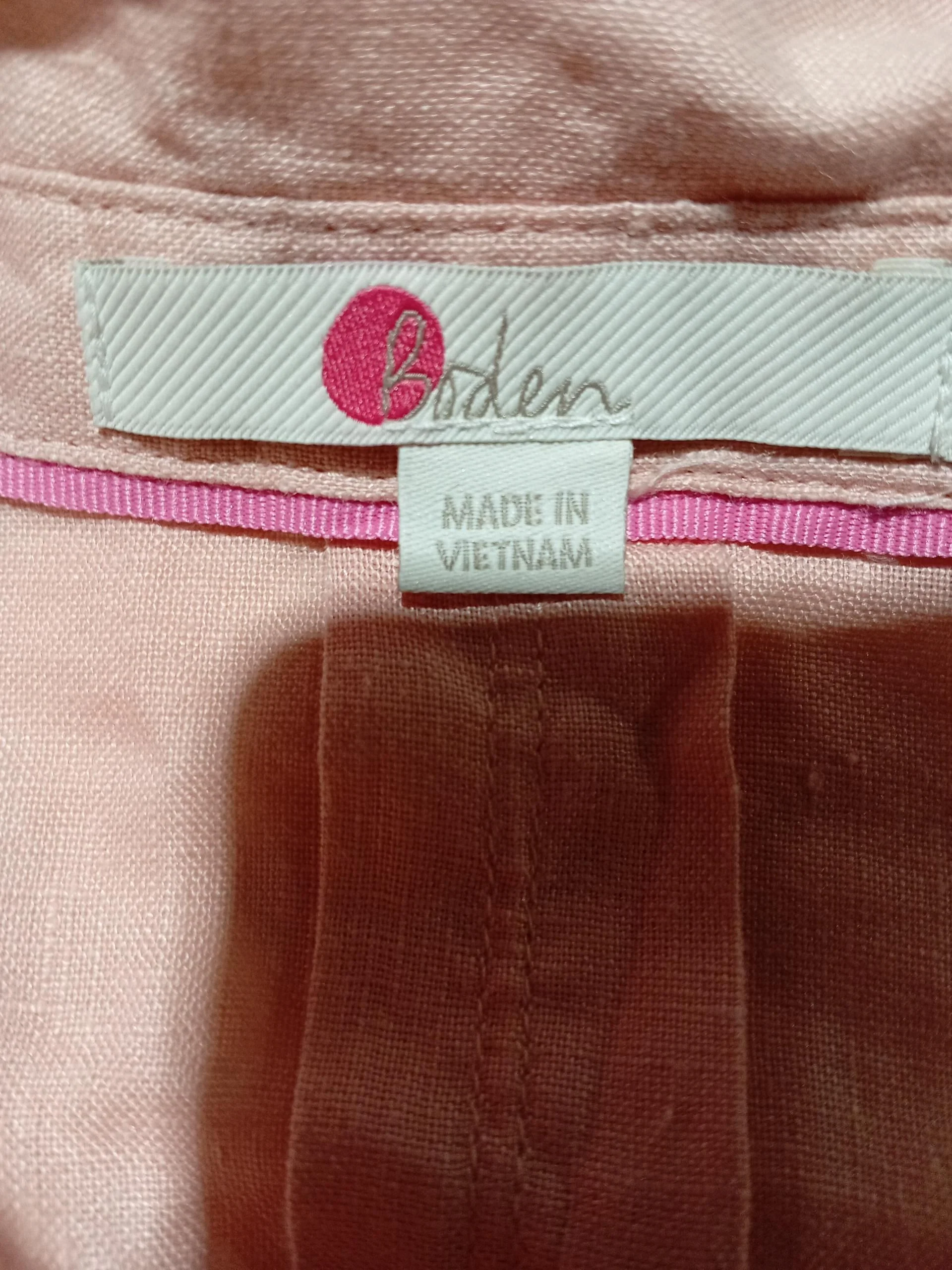 Boden Women's Shirt UK 12 Pink 100% Linen Long Sleeve Collared Basic - Image 5