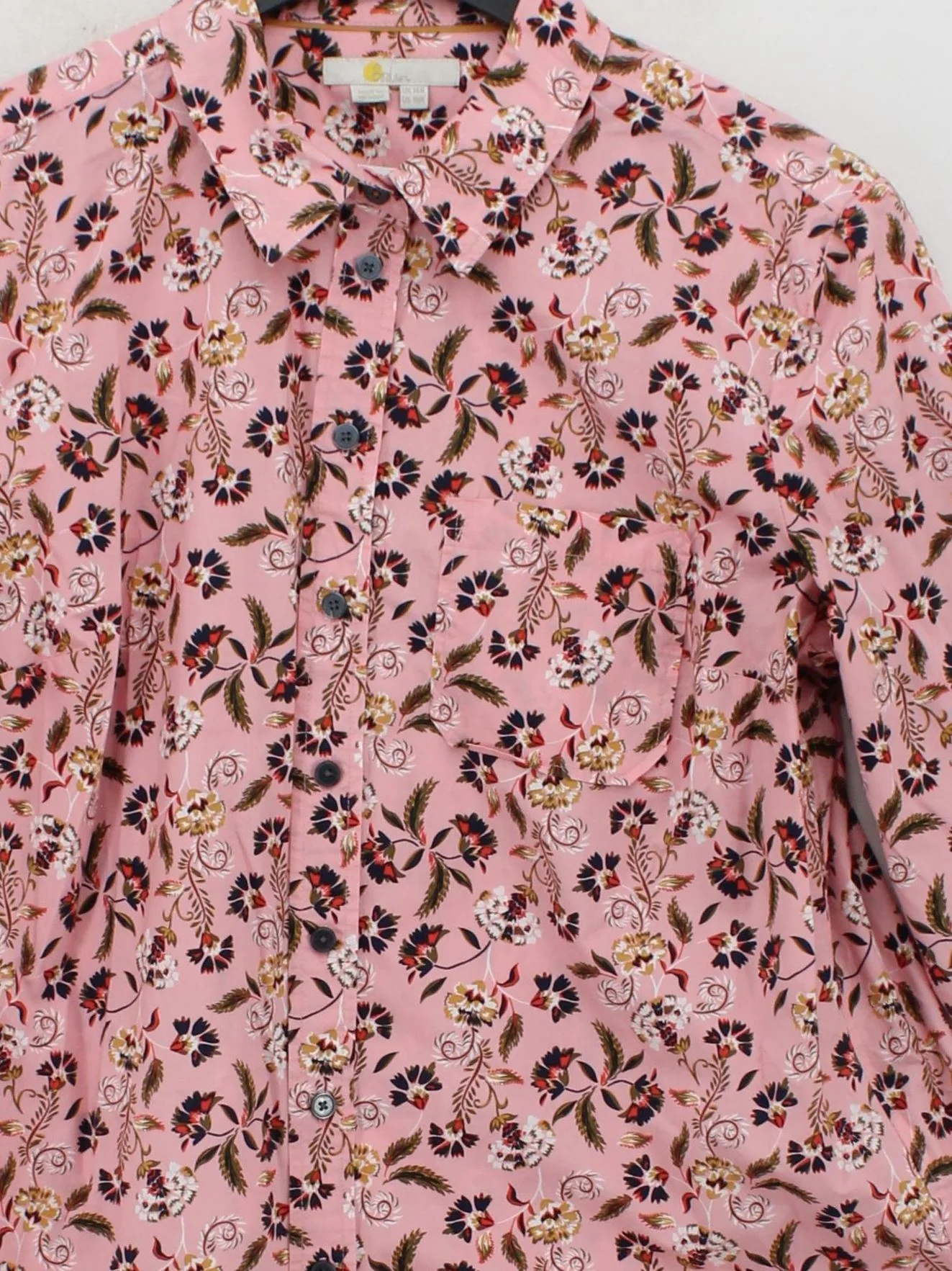 Boden Women's Shirt UK 14 Pink Floral 100% Cotton Long Sleeve Collared Basic - Image 3