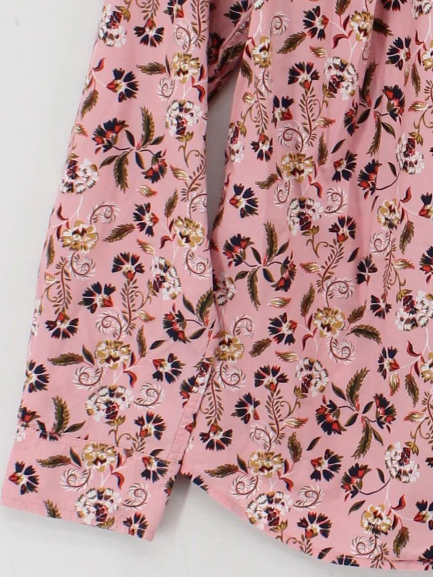 Boden Women's Shirt UK 14 Pink Floral 100% Cotton Long Sleeve Collared Basic - Image 4