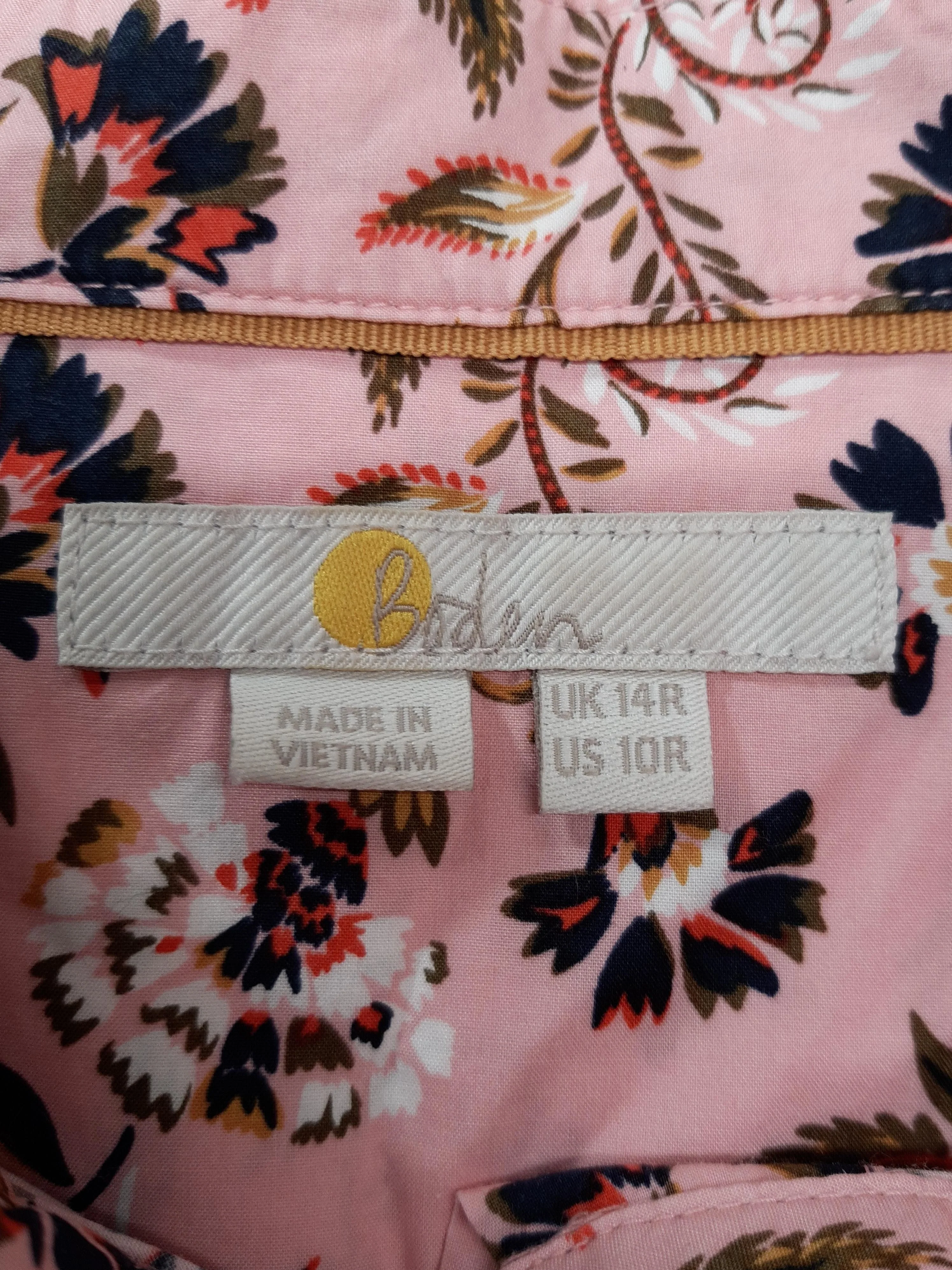 Boden Women's Shirt UK 14 Pink Floral 100% Cotton Long Sleeve Collared Basic - Image 5