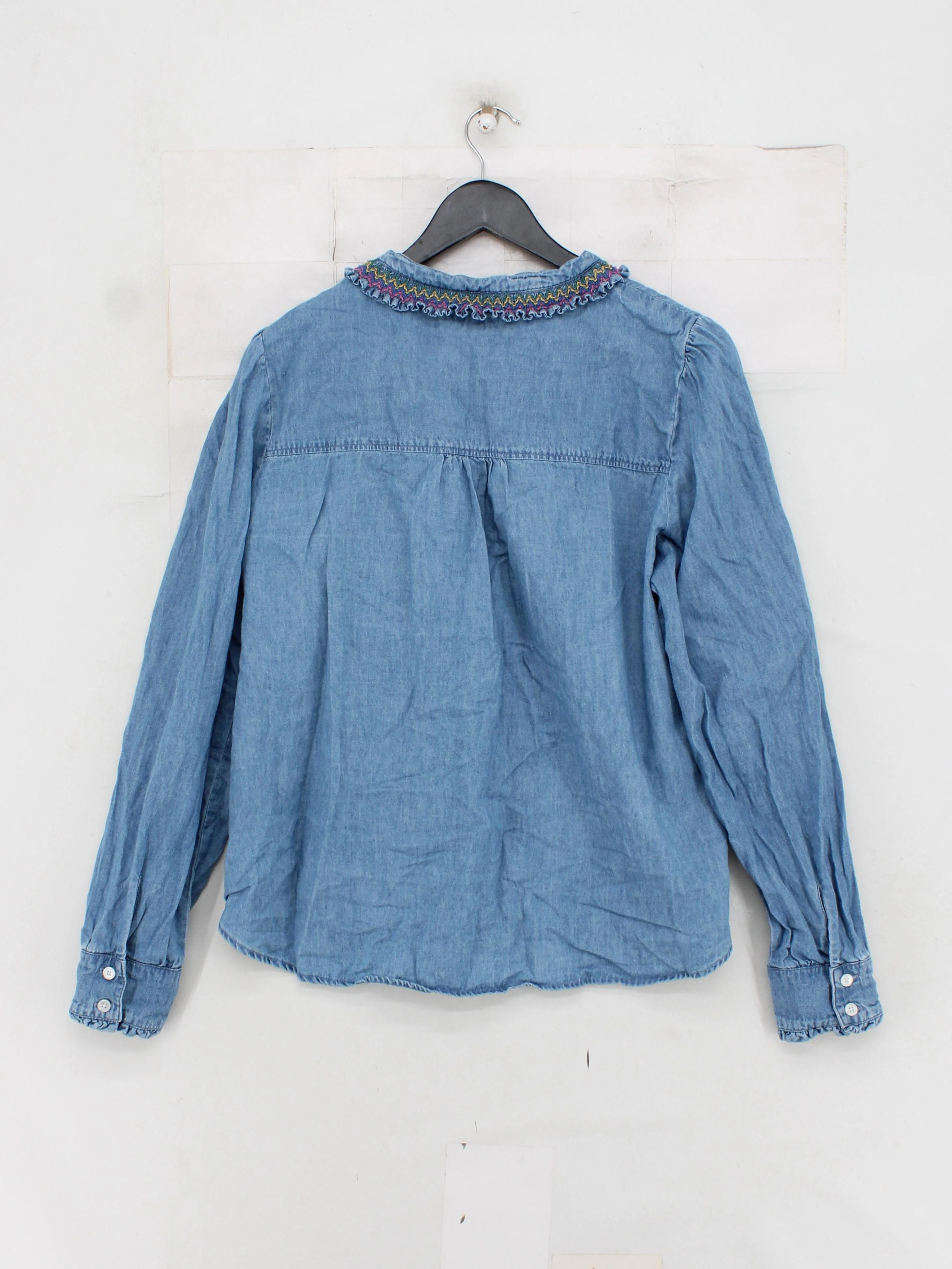 Boden Women's Shirt UK 16 Blue 100% Cotton Long Sleeve Collared Basic - Image 2