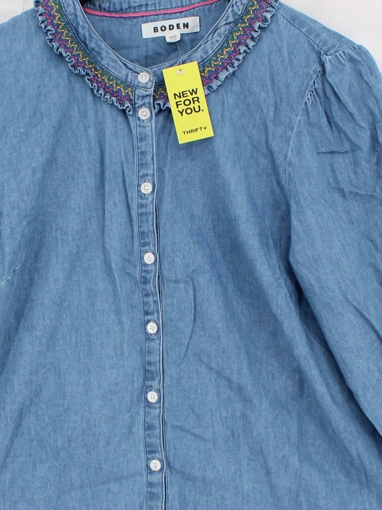 Boden Women's Shirt UK 16 Blue 100% Cotton Long Sleeve Collared Basic - Image 3