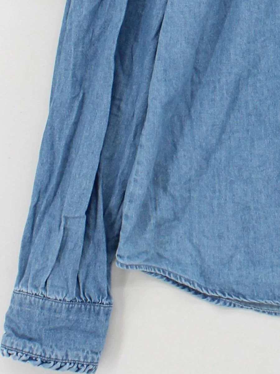 Boden Women's Shirt UK 16 Blue 100% Cotton Long Sleeve Collared Basic - Image 4