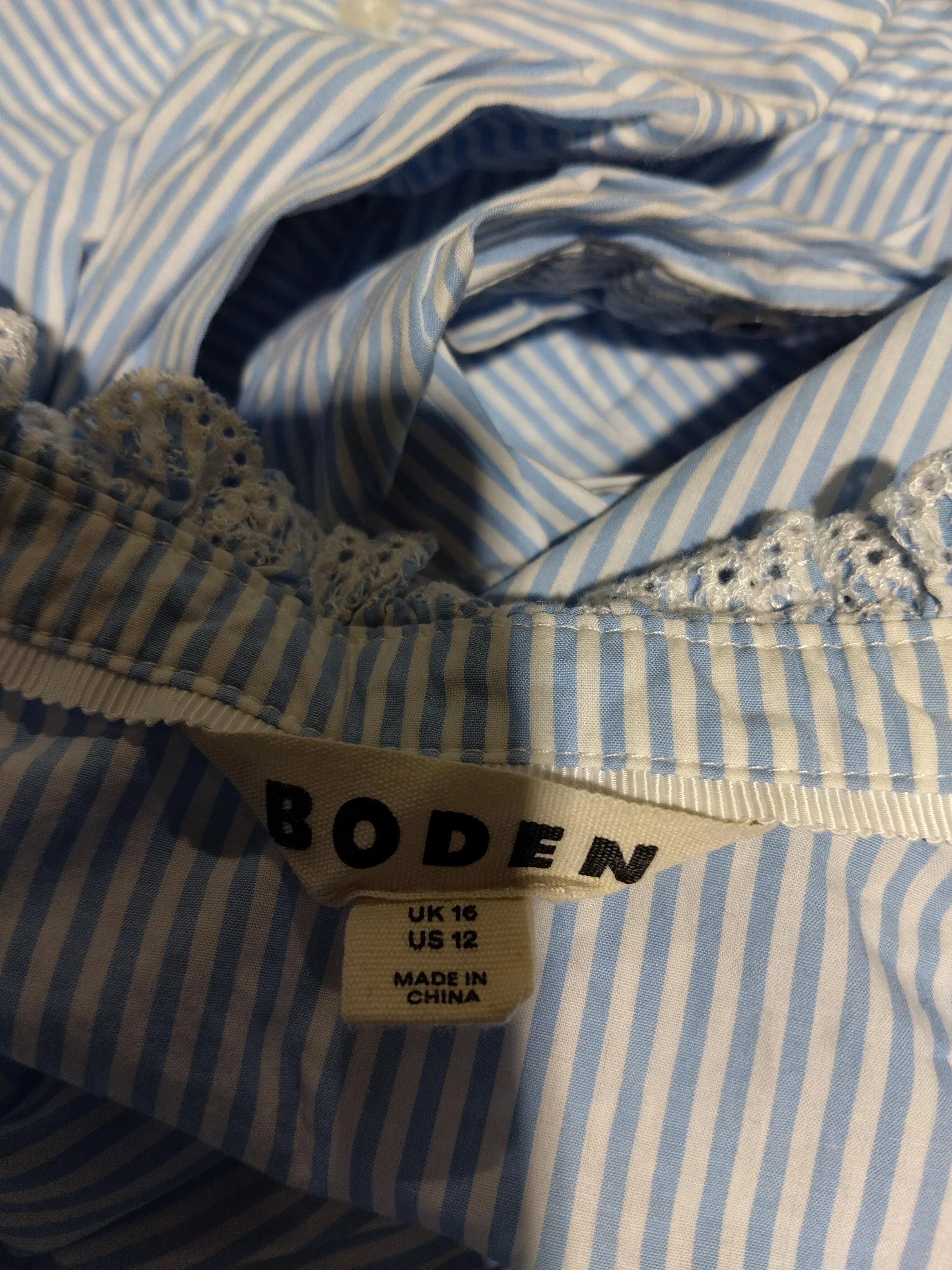 Boden Women's Shirt UK 16 Blue Cotton with Polyester Basic - Image 5