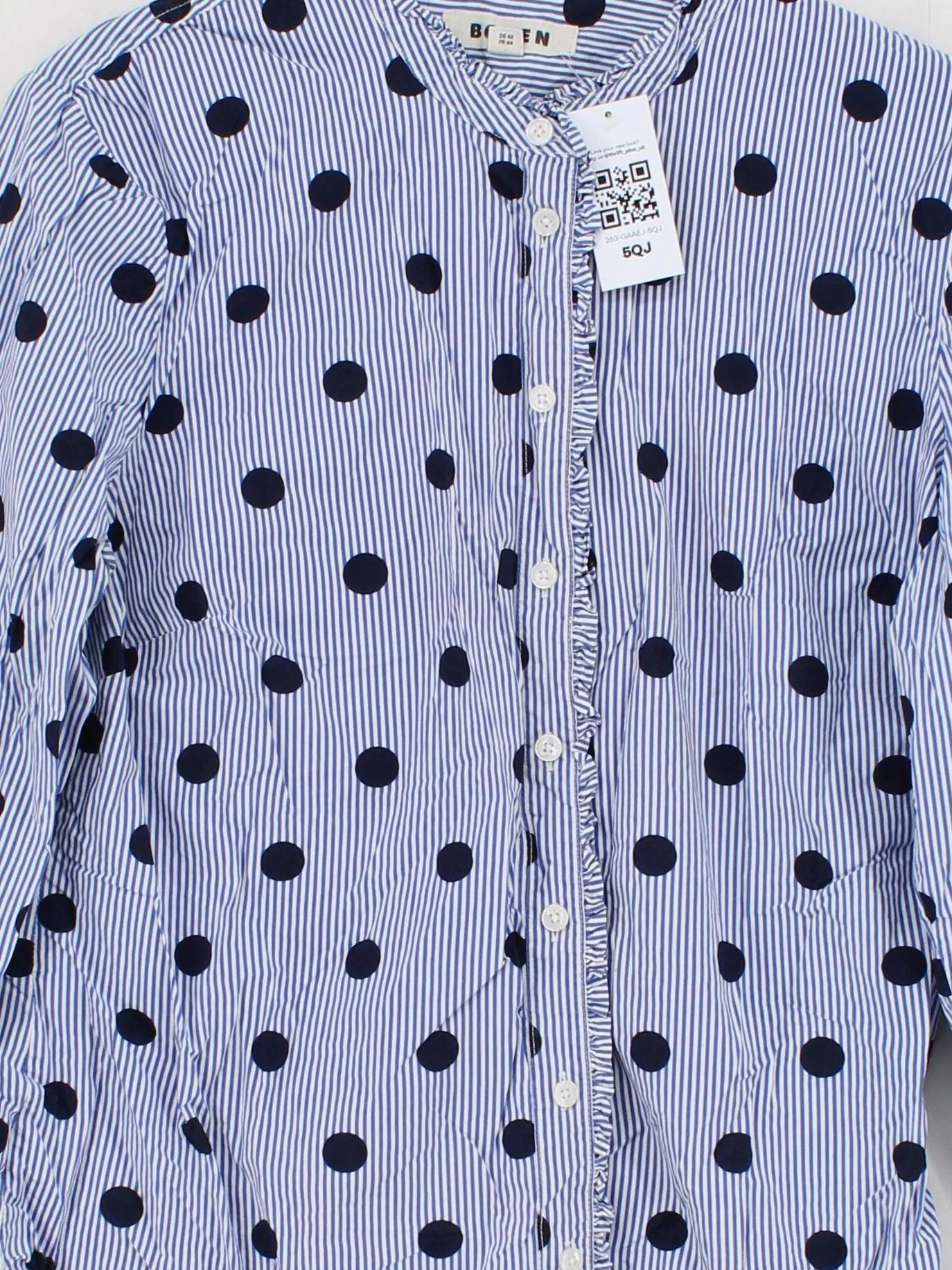 Boden Women's Shirt UK 16 Multi Polkadot 100% Cotton Long Sleeve Collared Basic - Image 3