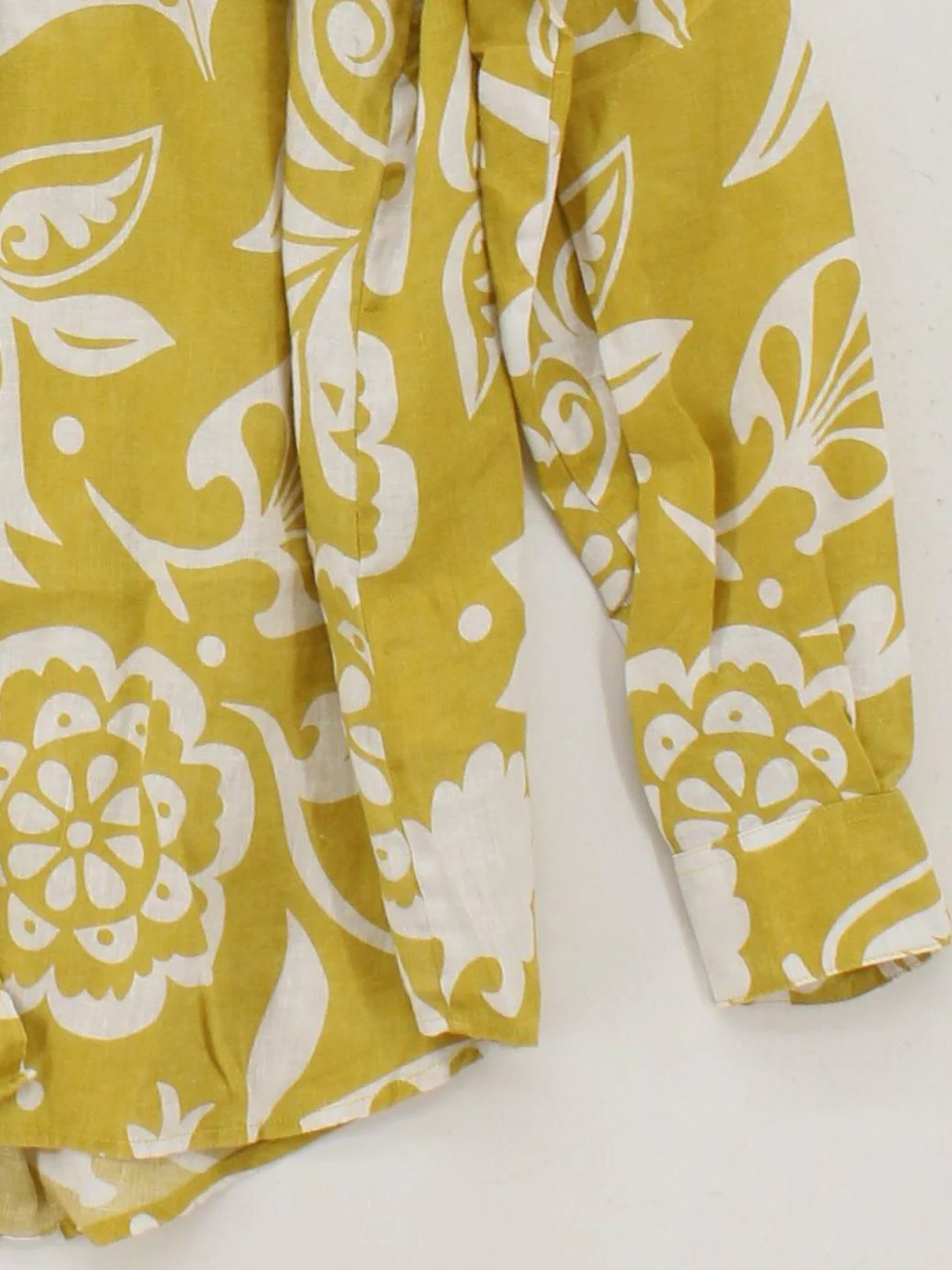 Boden Women's Shirt UK 18 Yellow Floral 100% Linen Long Sleeve Collared Basic - Image 4