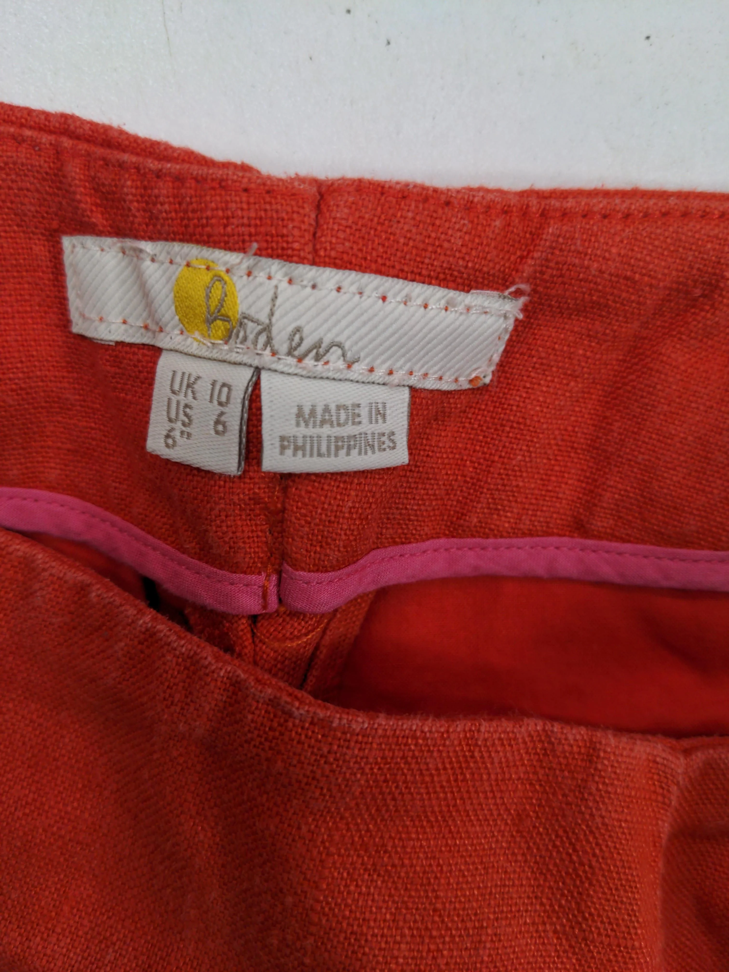 Boden Women's Shorts UK 10 Orange 100% Linen Cargo - Image 5