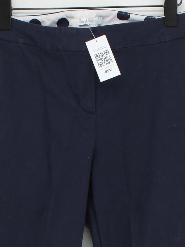 Boden Women's Suit Trousers UK 12 Blue Cotton with Elastane Straight Dress Pants - Image 3