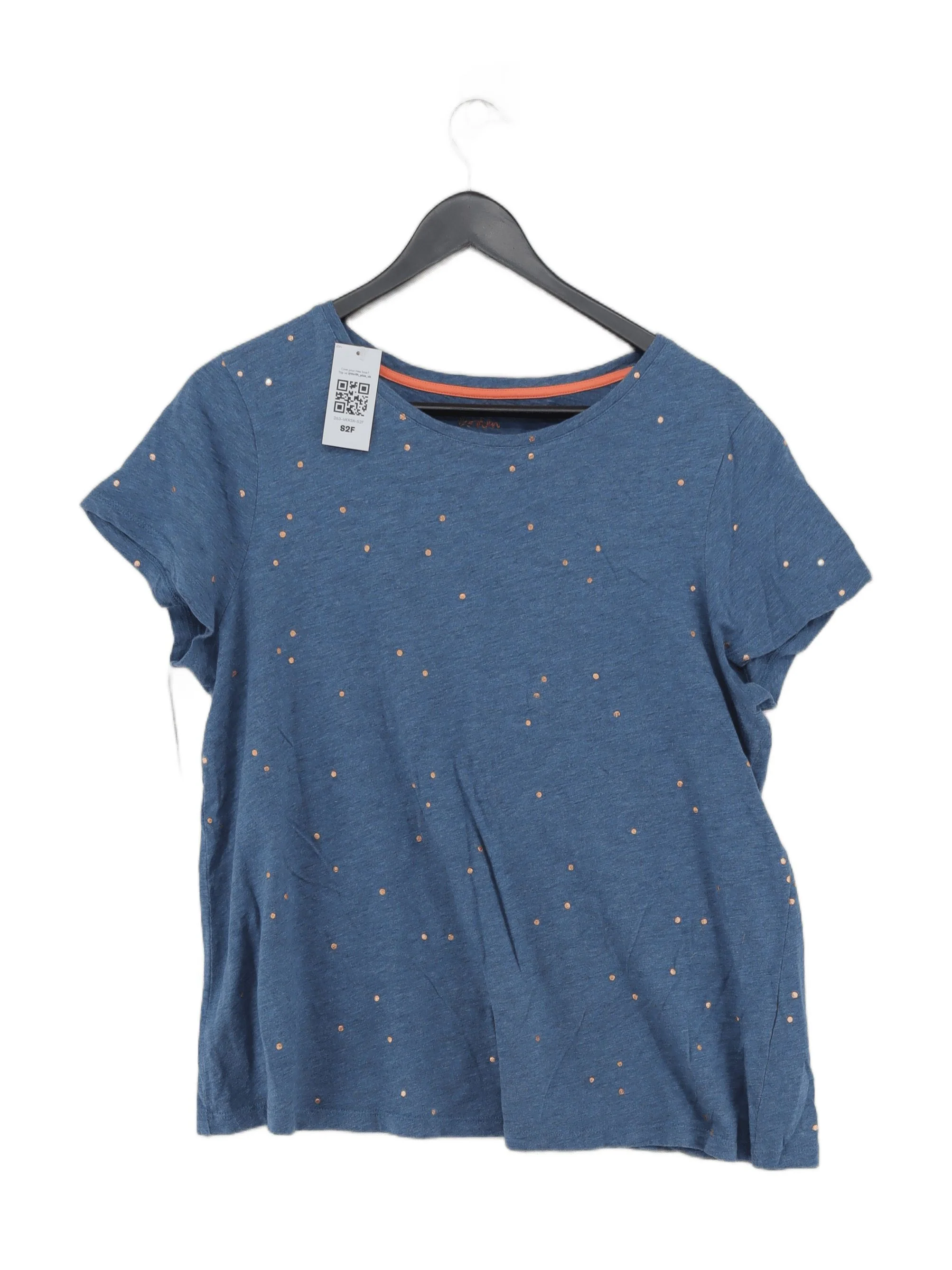 Boden Women's T-Shirt L Blue Graphic 100% Cotton Short Sleeve Round Neck Basic